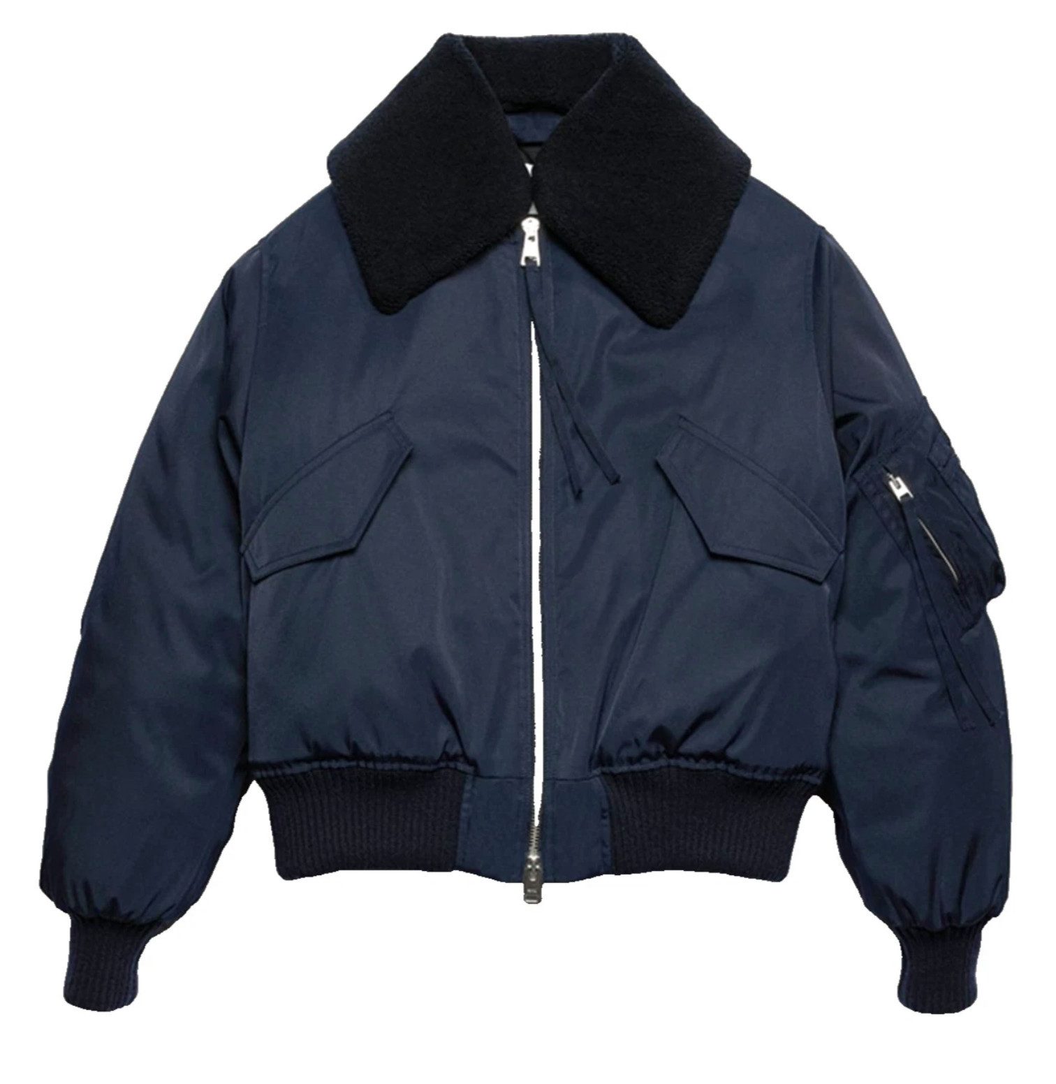 AMI PARIS - ALEXANDRE MATTIUSSI Bomberjacke College Blouson Jacke Shearling-Kragen Unisex Abnehmbarer Shearling-Kragen Lammfelloptik