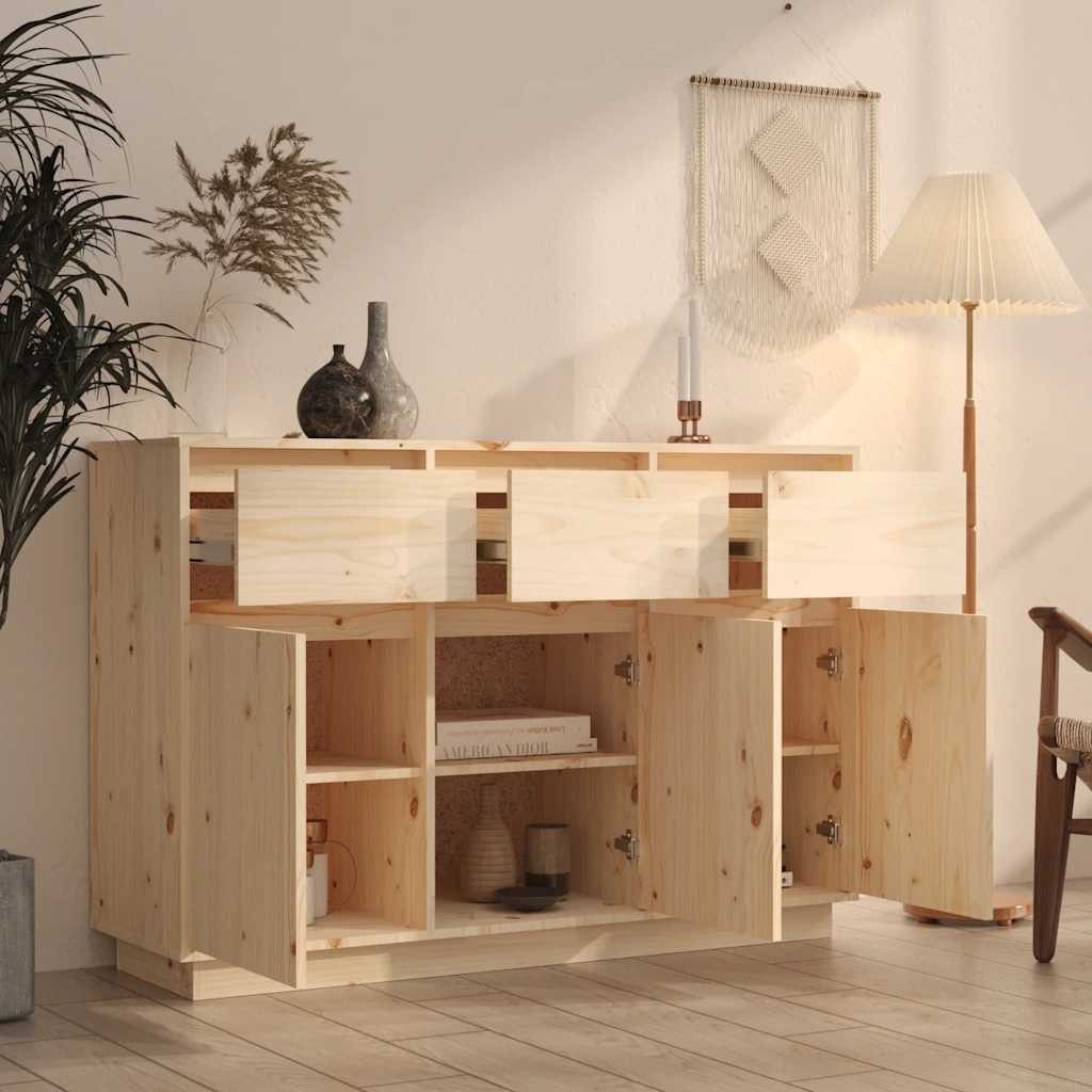 furnicato Sideboard Massivholz 111 x 36 x 75 cm (1 St), Stabile Kommode mit 3 Schubladen und 6 Fächern für dein Wohnzimmer – Bild 3 von 5