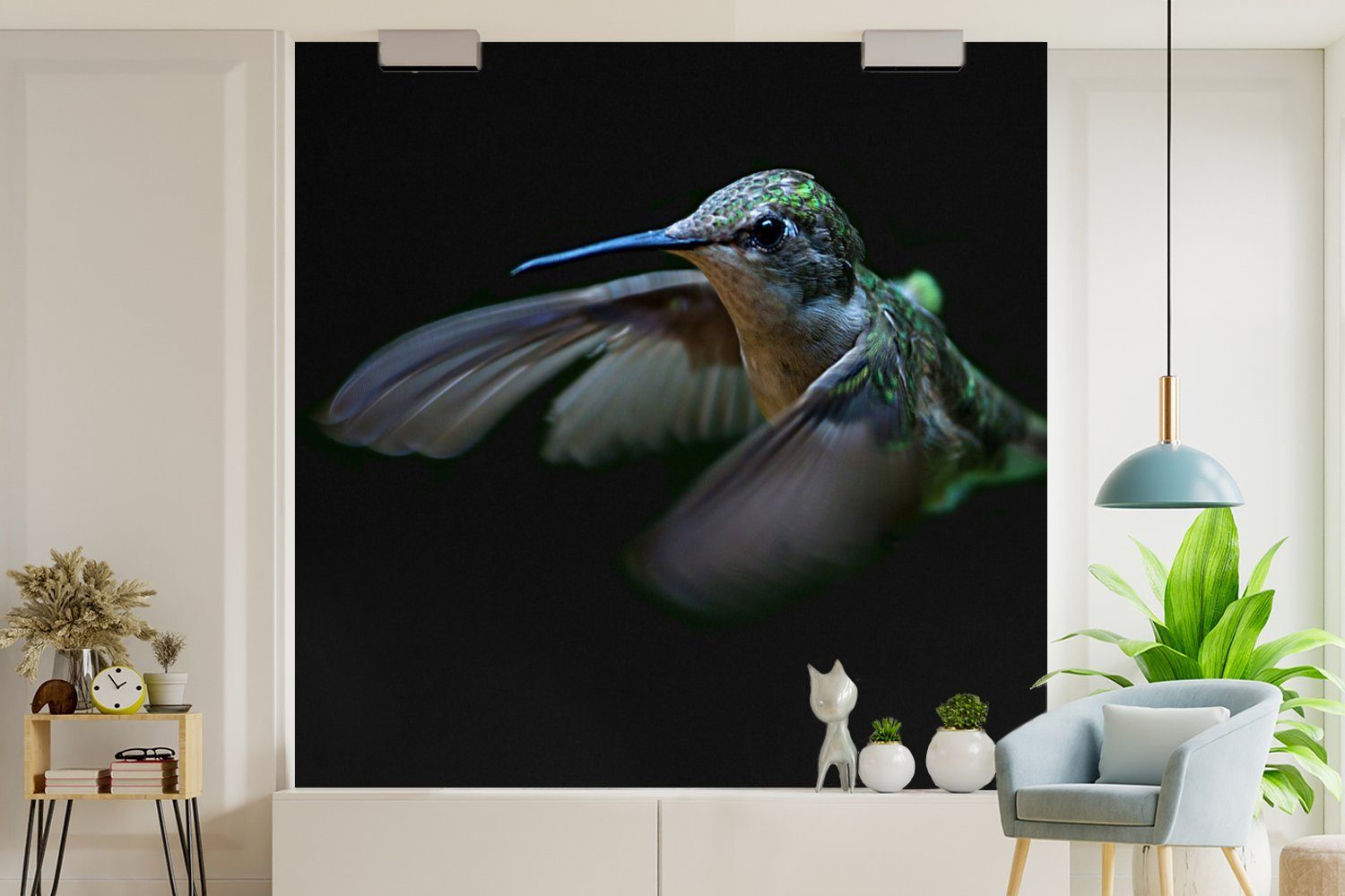 - Matt, Tapete - Wandtapete Kolibri Schlafzimmer, für Wohnzimmer Grün, oder Vinyl bedruckt, MuchoWow St), Fototapete Vogel (5