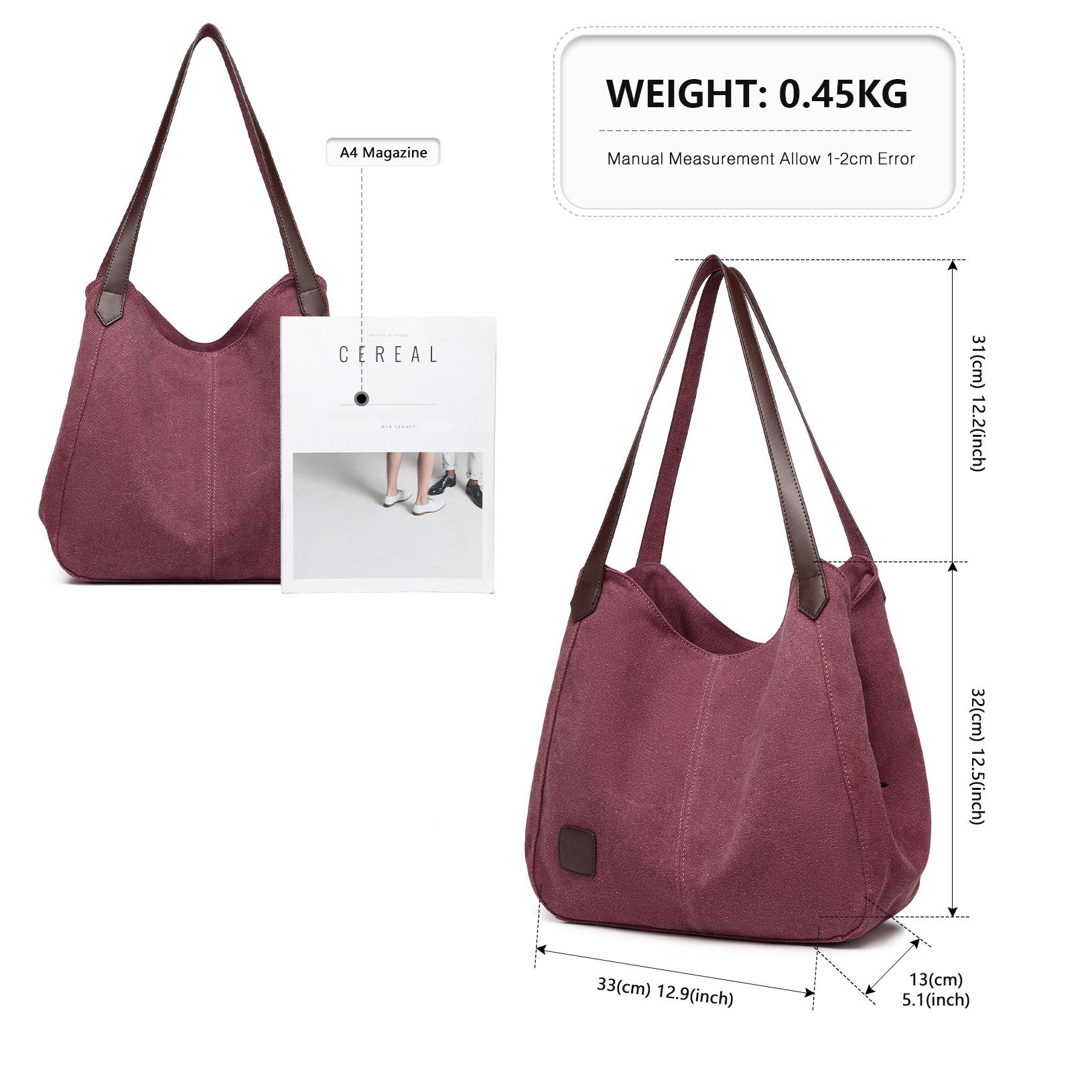 KONO Schultertasche Vintage Handtasche Damen Canvas günstig online kaufen
