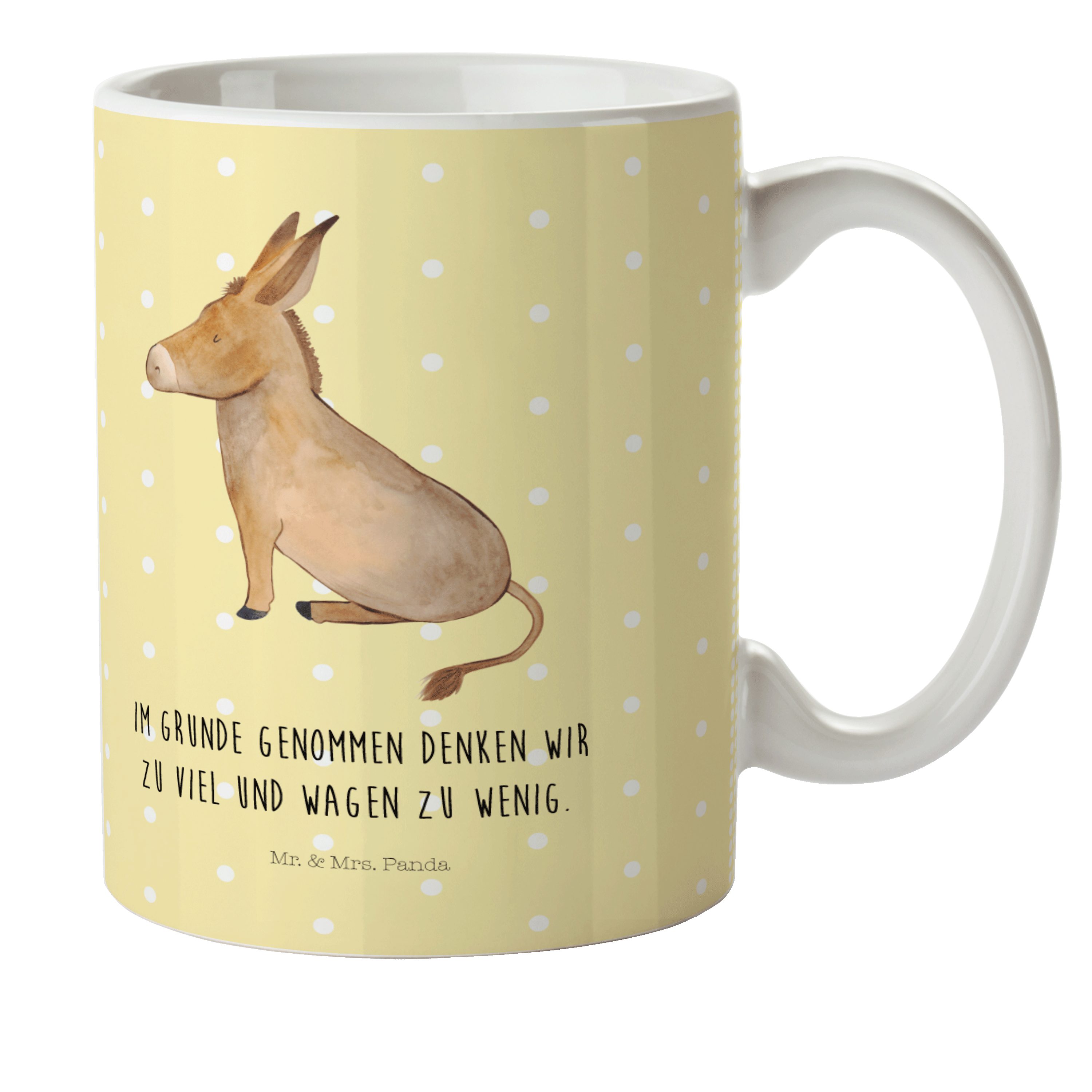 Mr. & Mrs. Panda Kinderbecher »Esel Gelb Pastell Geschenk, lustige