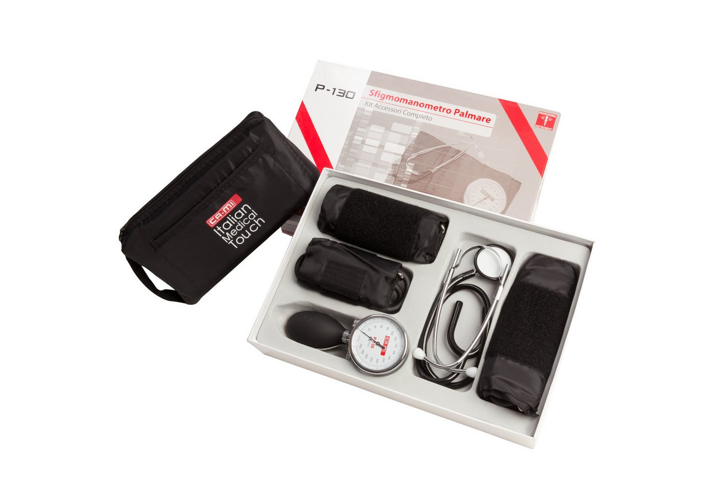 CA-MI Blutdruckmessgerät PALM Sphygmomanometer P130 manuelles Blutdruckmessgerät und Stethoskop