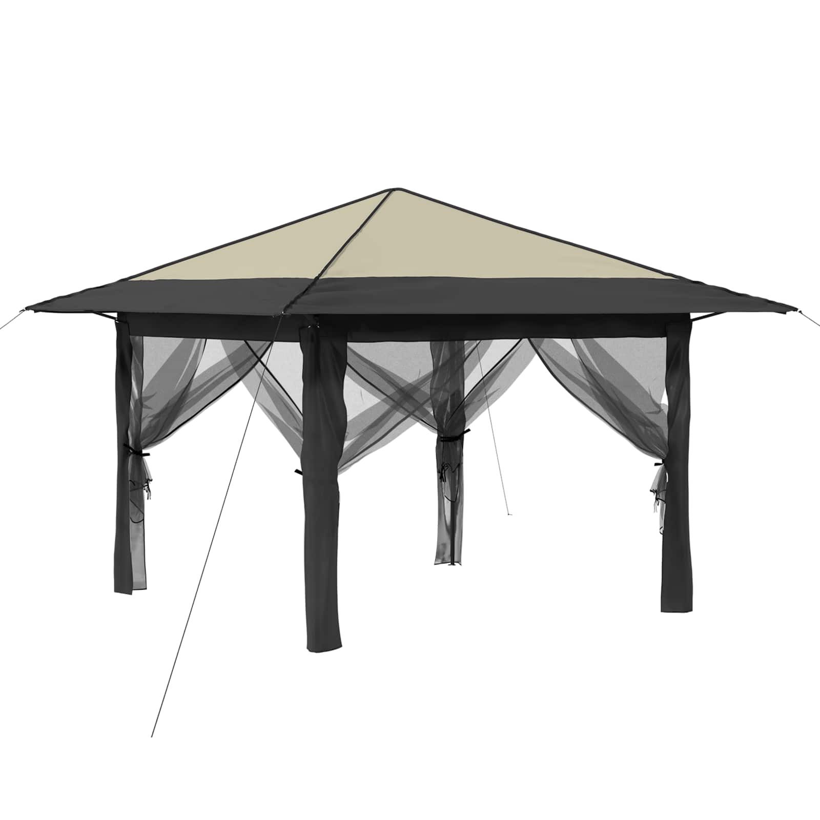 vidaXL Partyzelt Gazebo mit 4 Seitenwänden 3,3 x 3,3 m Creme und Anthrazit