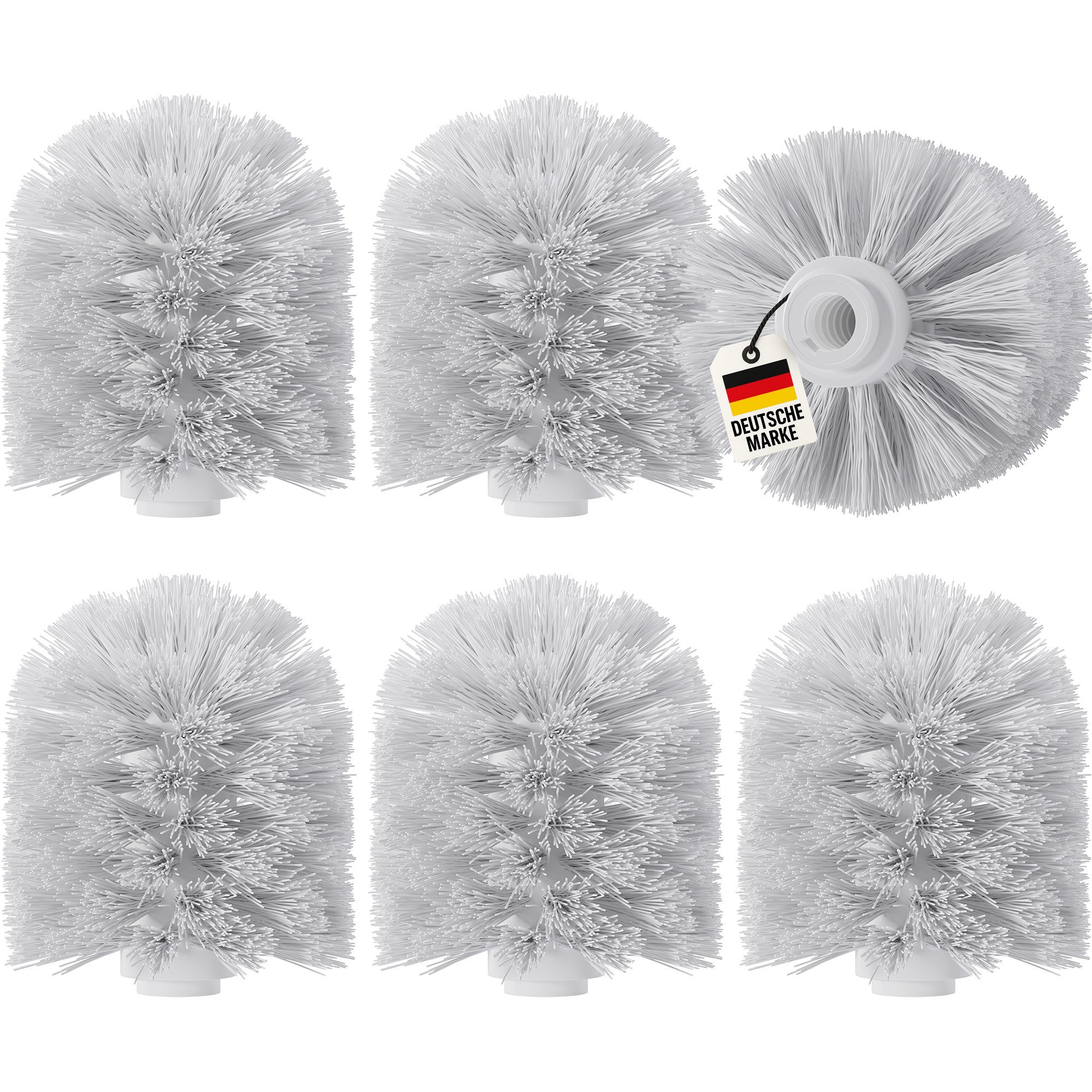 Wellgro WC-Reinigungsbürste Toilettenbürste Set Schwarz Weiß – WC Bürste Universal, (6-tlg)