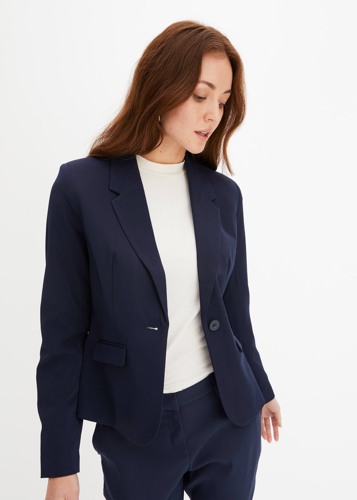 bonprix Kurzblazer eleganter Stil, Slim Fit, aus Polyester und Elasthan günstig online kaufen