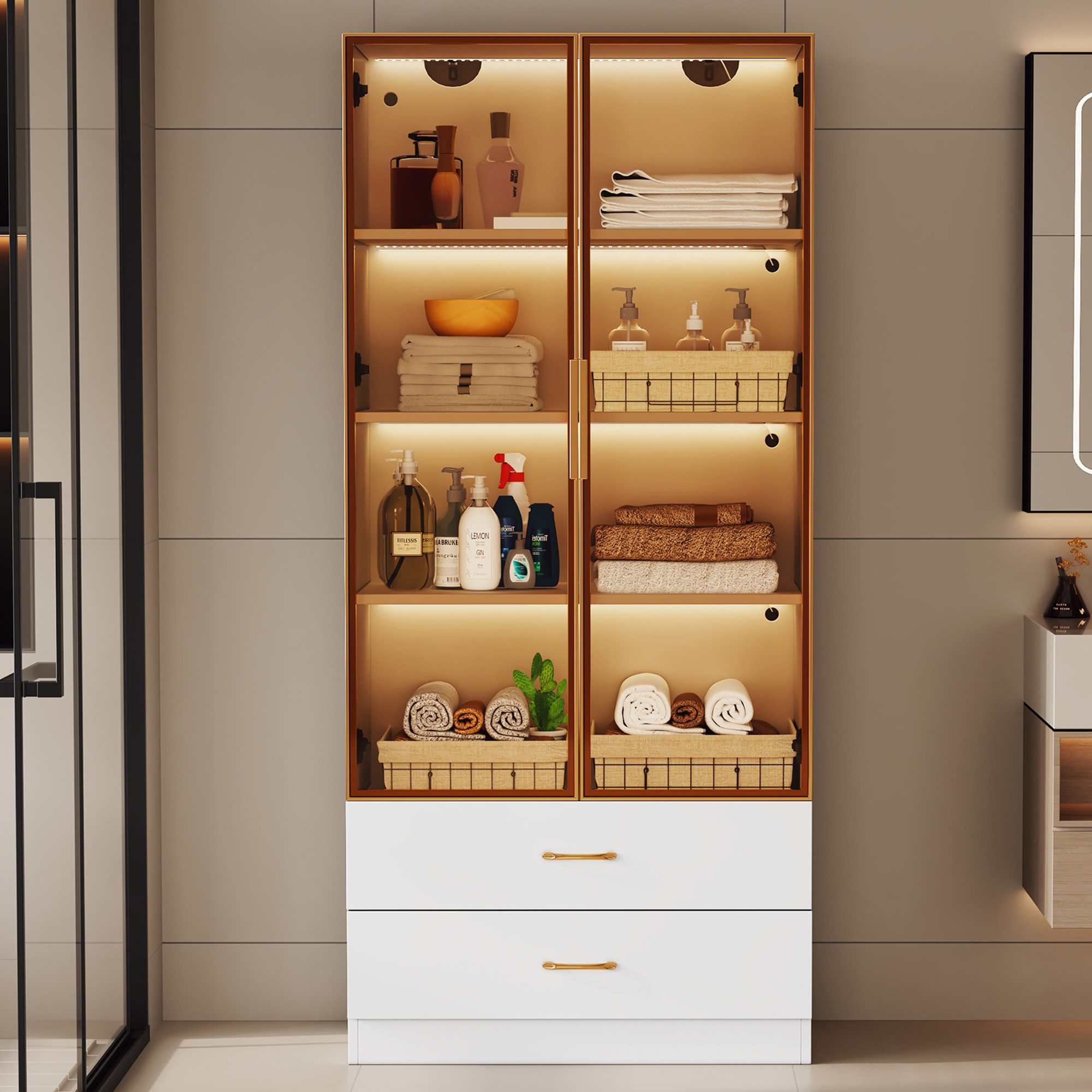 HAUSS SPOLE Vitrine 170×75cm Highboard Küchenschrank günstig online kaufen