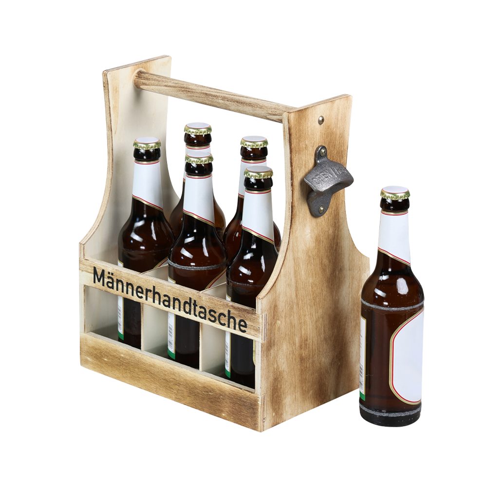 KESPER® Flaschenträger Männerhandtasche, geflammt, Sperrholz, FSC (1-St), mit Flaschenöffner