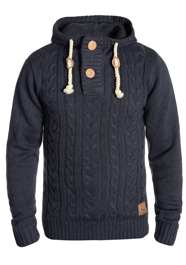 !Solid Kapuzenpullover SDPravin Strickpulli mit Knopfleiste aus Holzknöpfen