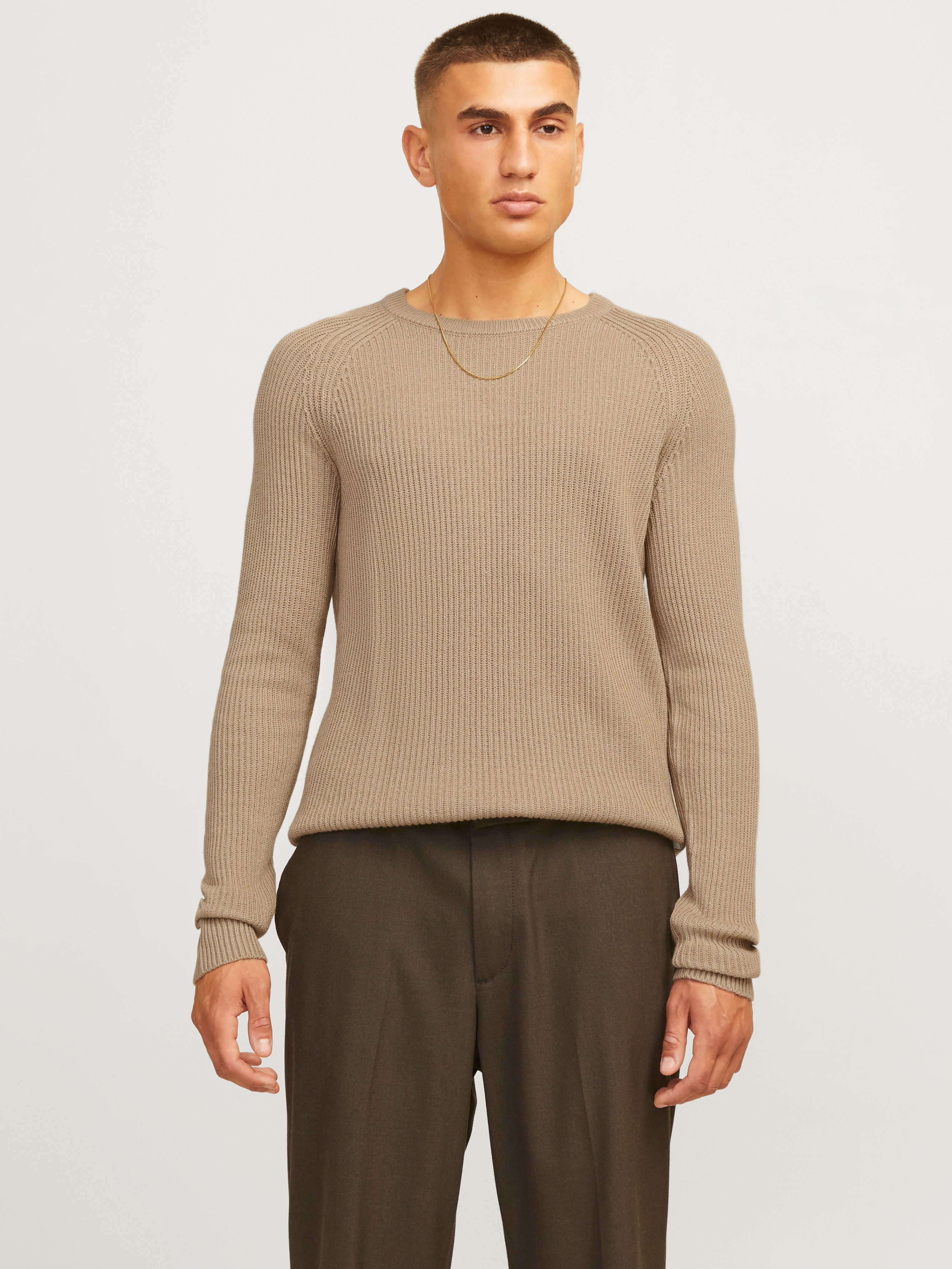 Rundhalspullover JJPANNEL KNIT CREW NECK AW24