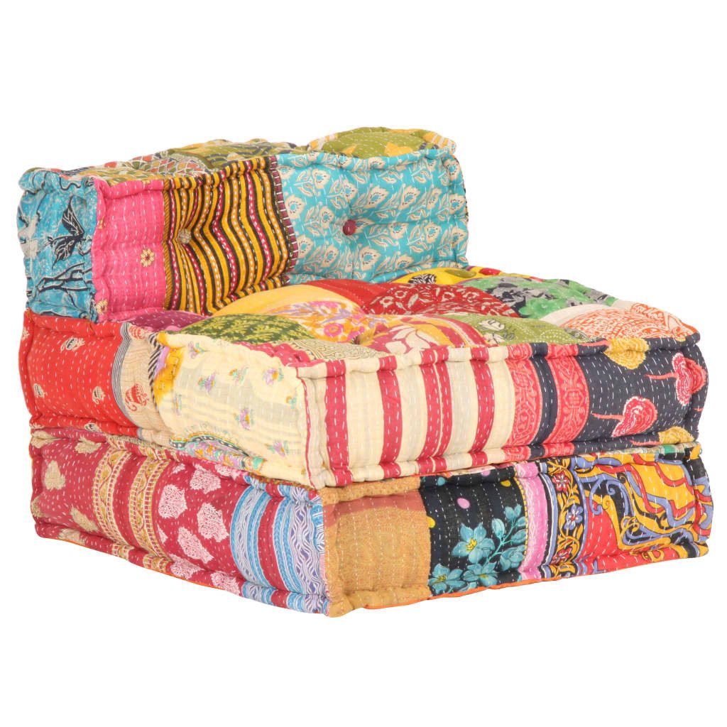 vidaXL Sofa Modularer Pouf Patchwork Stoff