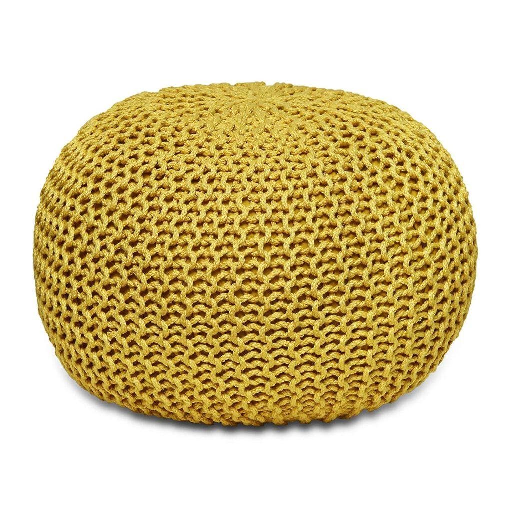 Minara Polsterhocker Pouf Hocker mane Ø55cm Baumwolle versch. Farben Gelb