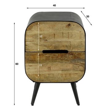 RINGO-Living Nachttisch Massivholz Nachttisch Malu mit 2 Schubladen in Natur-hell und Braun-an, Möbel