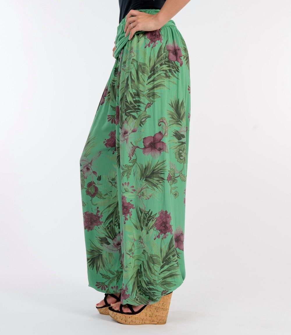 Aladinhose grün more Einheitsgröße 8939 malito fashion Muster than mit floralem Haremshose