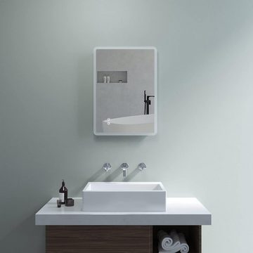 AQUABATOS Badspiegel Wandspiegel mit Beleuchtung Lichtspiegel Badezimmerspiegel Beleuchtet, Dimmbar, Kaltweiß 6400K, Touch Schalter, Antibeschlag, Energiesparend