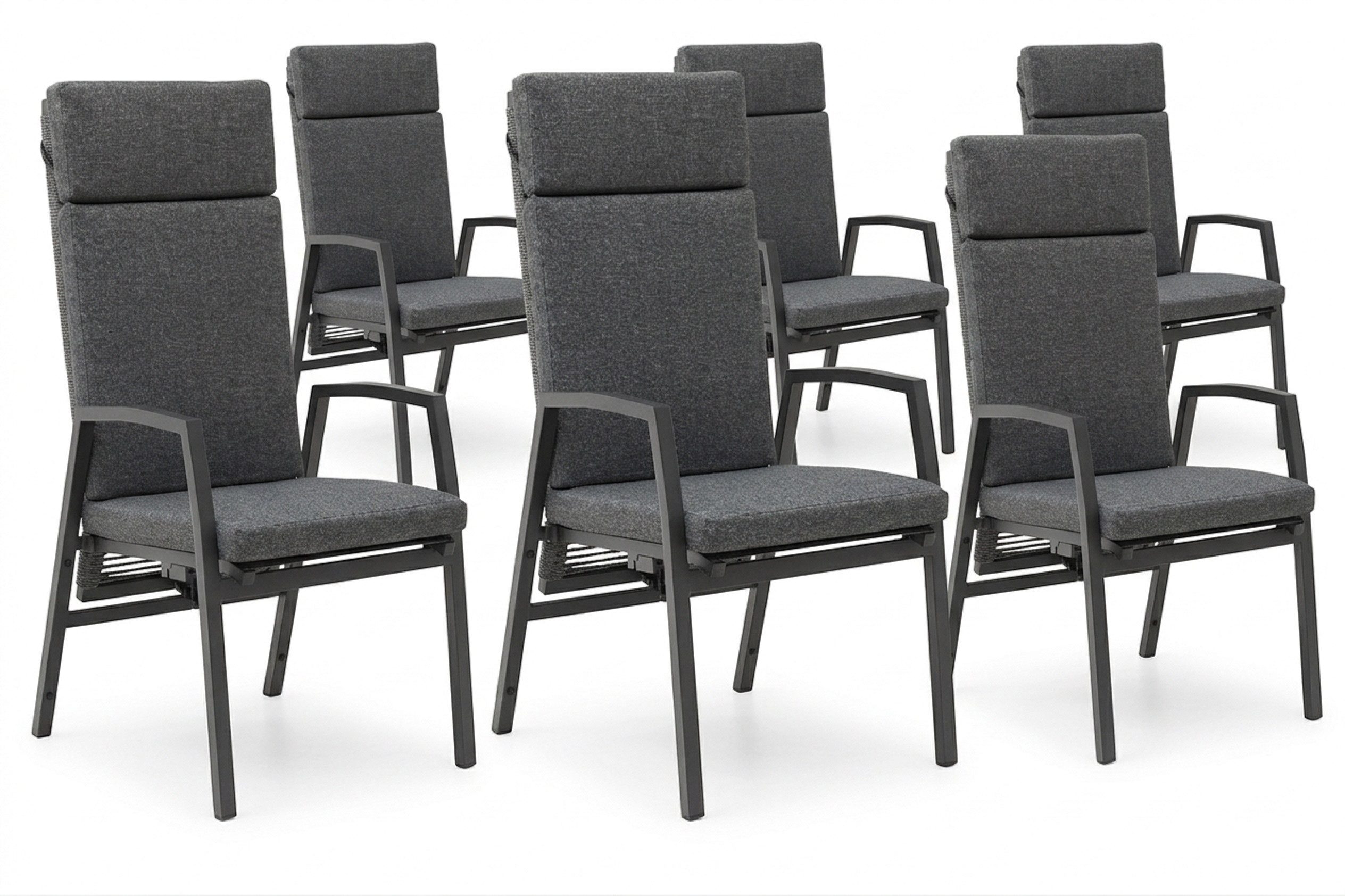 Gardissimo Gartenstuhl 6 er Set Faro Lounge Stapel Stuhl Dining Alu Move Rope Geflecht (Spar-Set, 6 St), wetterfest / stapelbar / 120 kg Tragkraft / mit Rope & Kissen