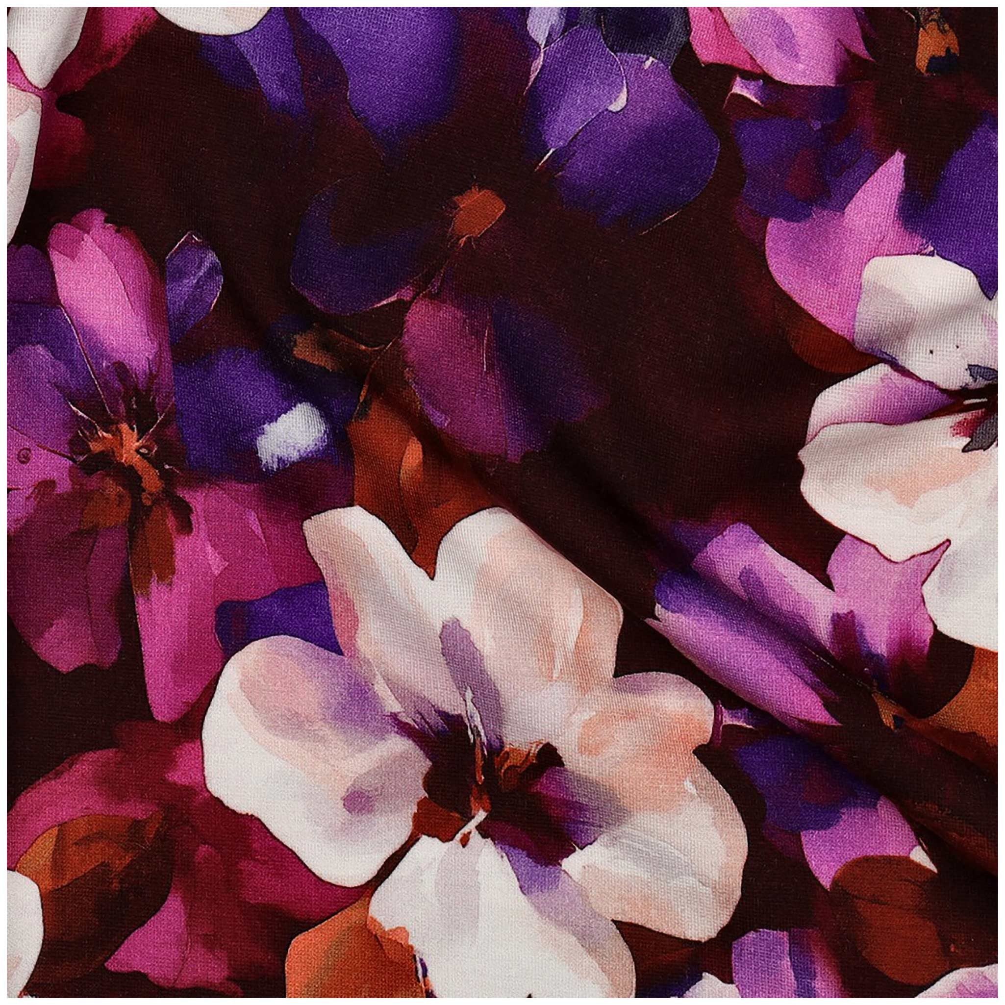 maDDma Stoff Punta di Roma Flower ab 0,5 m x 158 cm Viskose-Stoff Jersey Meterware, bordeaux