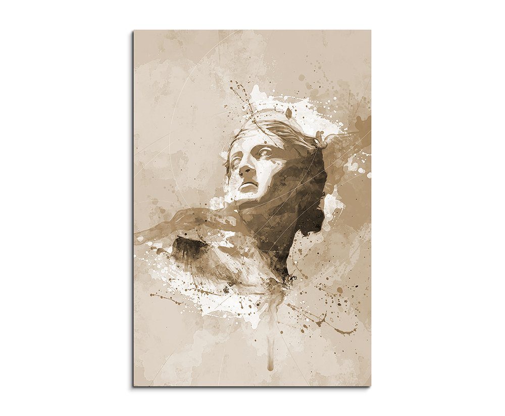 Sinus Art Leinwandbild Griechische Statue II 90x60cm Aquarell Art Leinwandbild Sepia