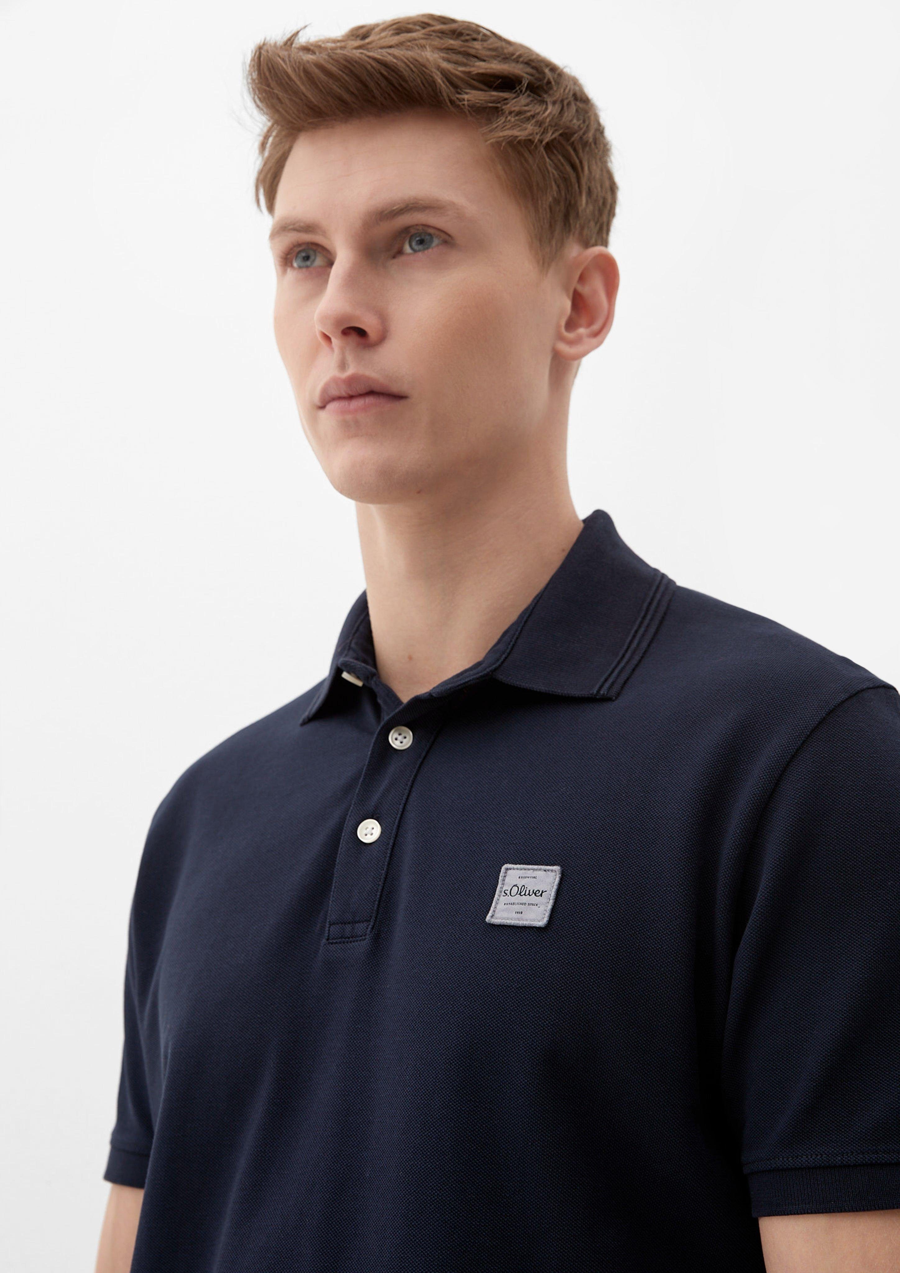 Garment Poloshirt mit navy Label-Patch Dye, s.Oliver Polo-Shirt Logo-Patch