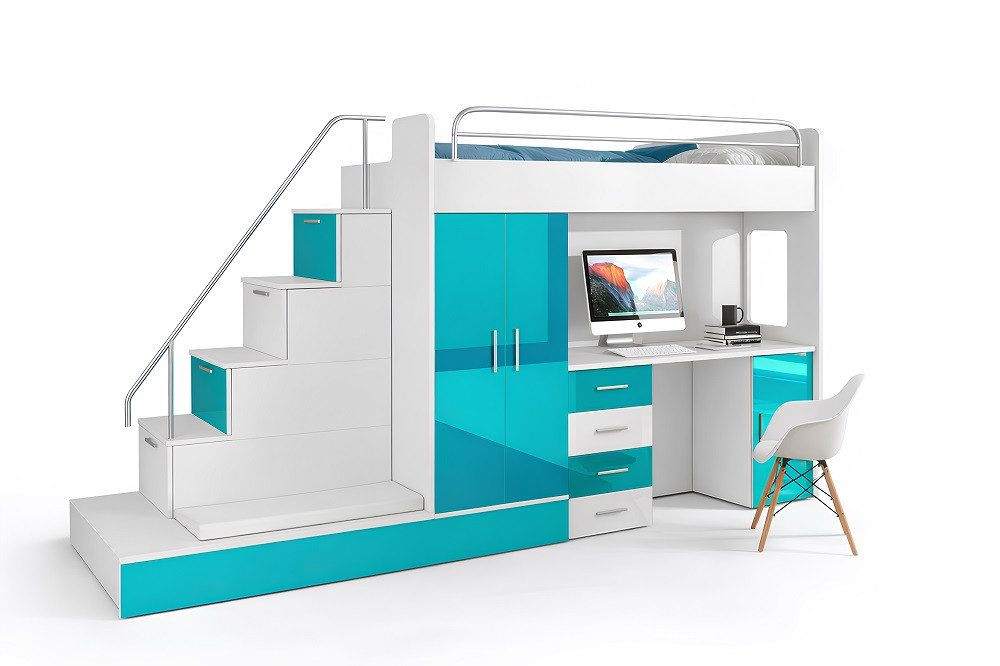 Etagenbett Doppelstockbett aus Holz für kleine Räume in modernem Design