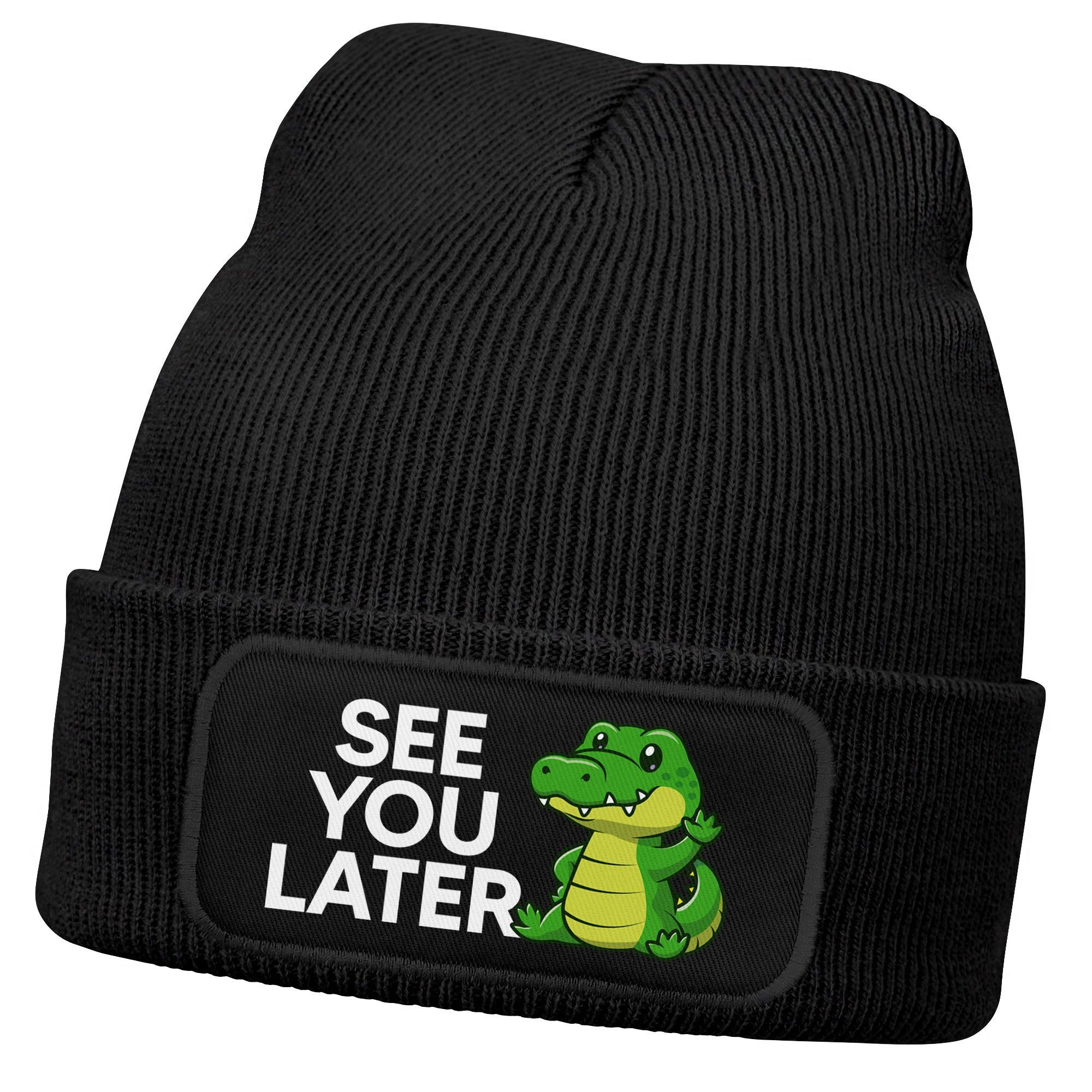 MoonWorks Bommelmütze Wintermütze Kinder Beanie für Mädchen mit Patch Aufdruck Spruch