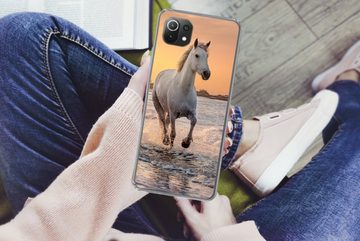 MuchoWow Handyhülle Pferde - Sonne - Meer - Strand - Tiere, Phone Case, Handyhülle Xiaomi Mi 11 Lite, Silikon, Schutzhülle