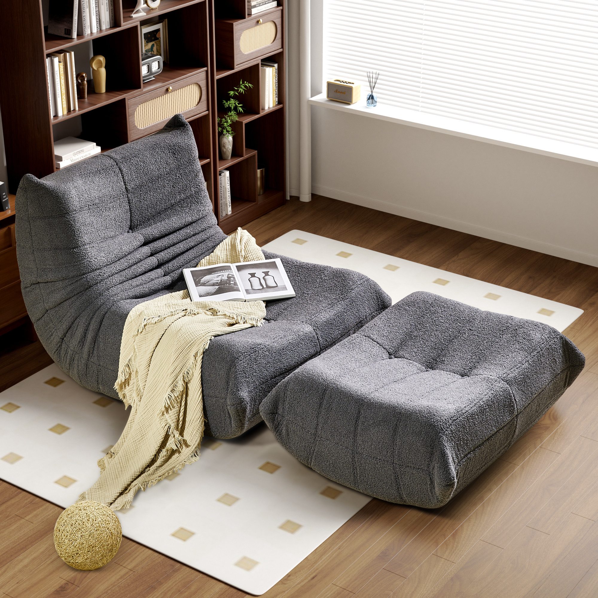 STILVORA Sitzsack Relaxsessel Indoor-Lazy Sofa mit Fußstütze & Hochelastisc günstig online kaufen