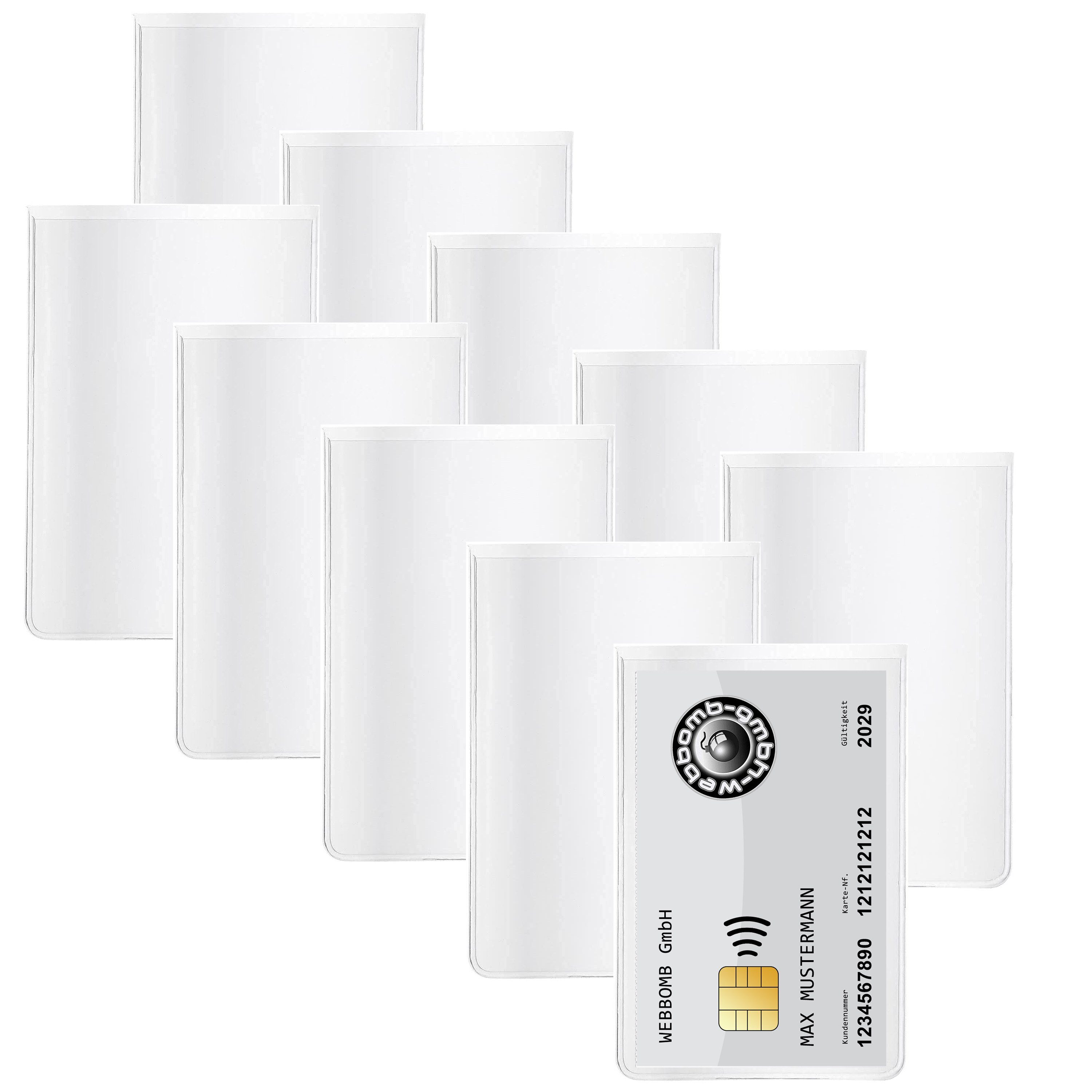 WEBBOMB Schutzfolie 10x Schutzhüllen für Ausweise Bankkarten Personalausweis Kreditkarten, (10-St)