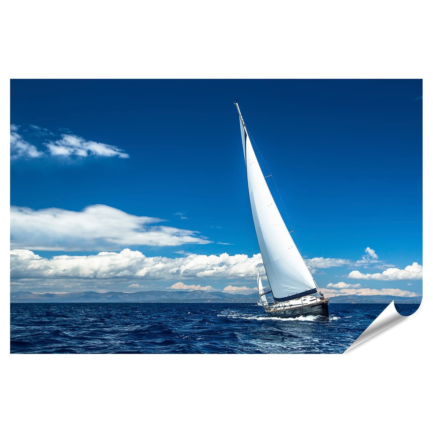islandburner Poster Segelschiff Yacht Mit Weißen Segeln Auf Offenem Meer Luxusboot