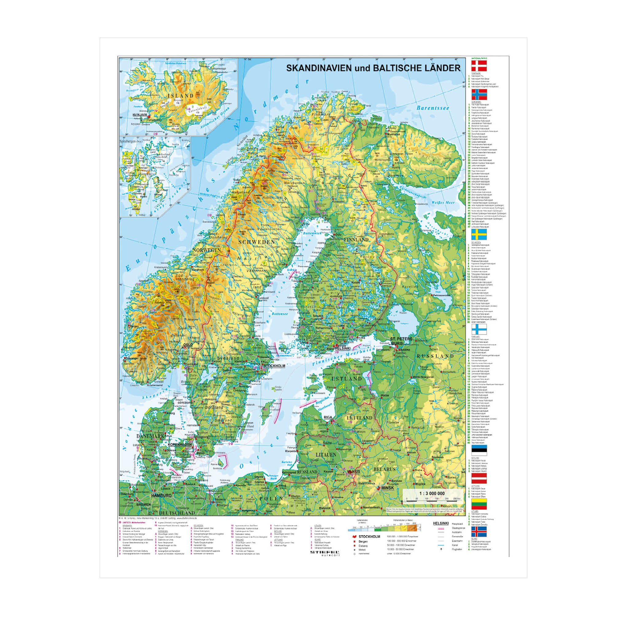 STIEFEL Poster Skandinavien u. Baltikum mit UNESCO-Welterbestätten u. Natio günstig online kaufen