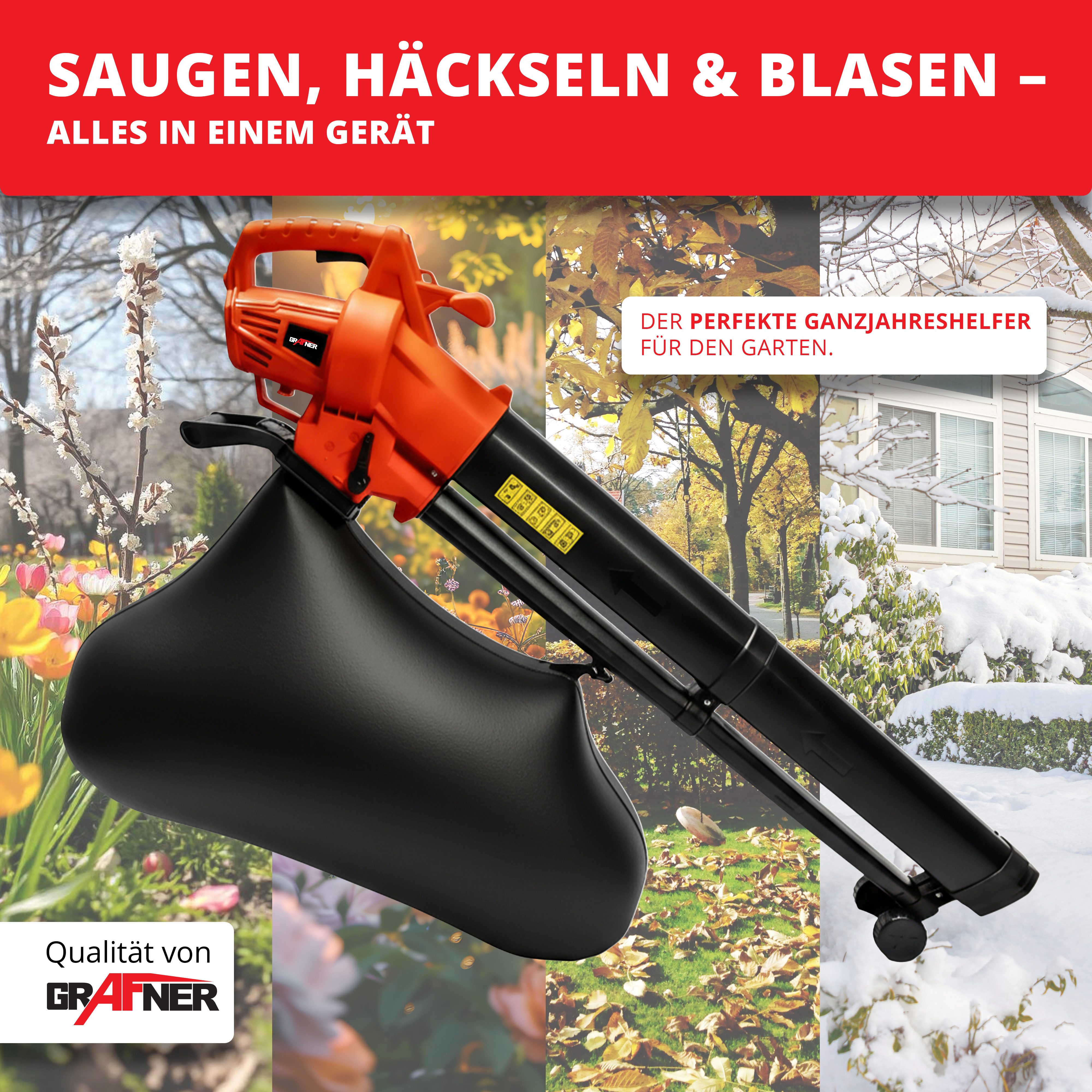 Grafner Elektro-Laubsauger Laubsauger Laubbläser 3in1 3500W günstig online kaufen