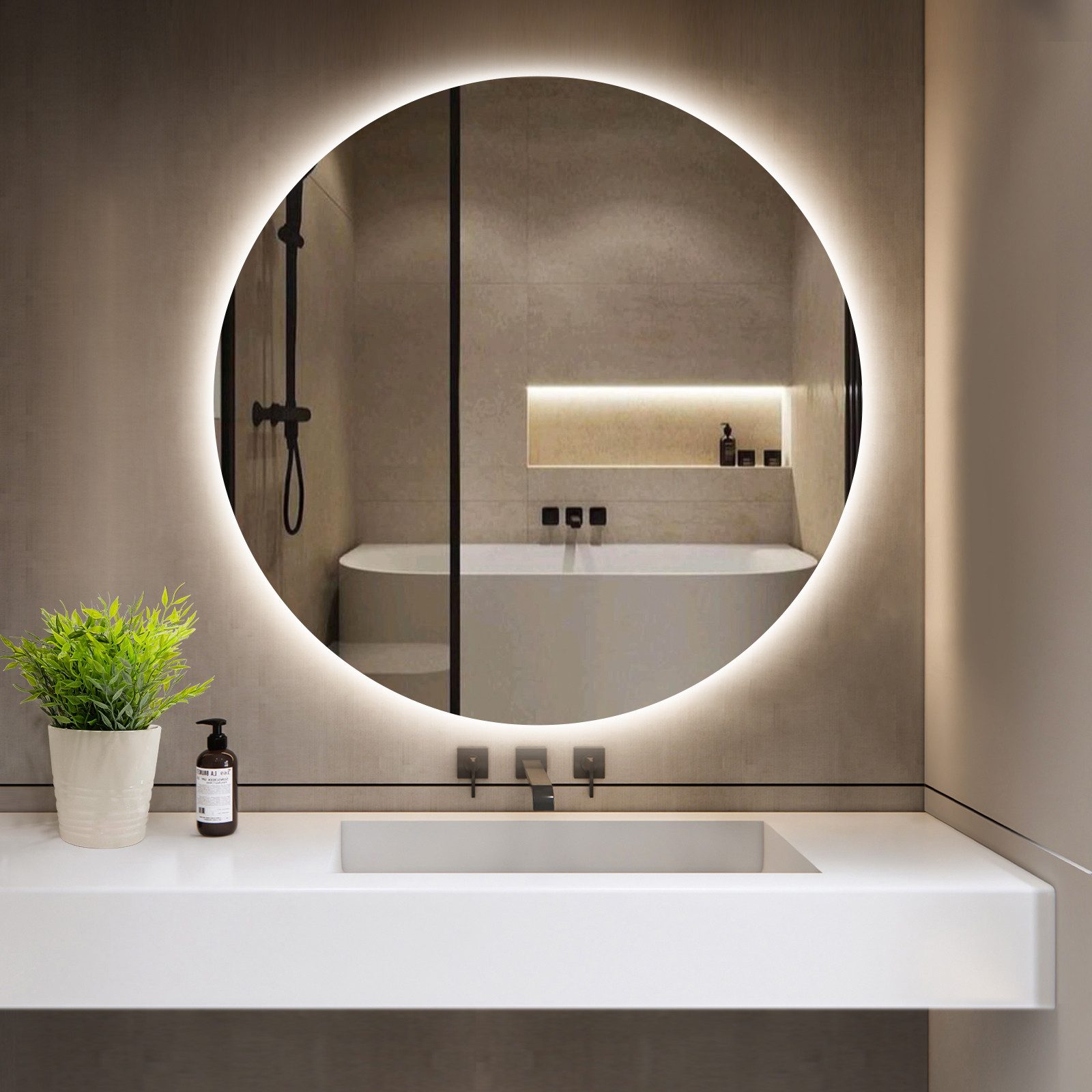 GIMBELEN Badspiegel Dimmbarer Badezimmer Spiegel mit Kaltweiß-Beleuchtung & günstig online kaufen