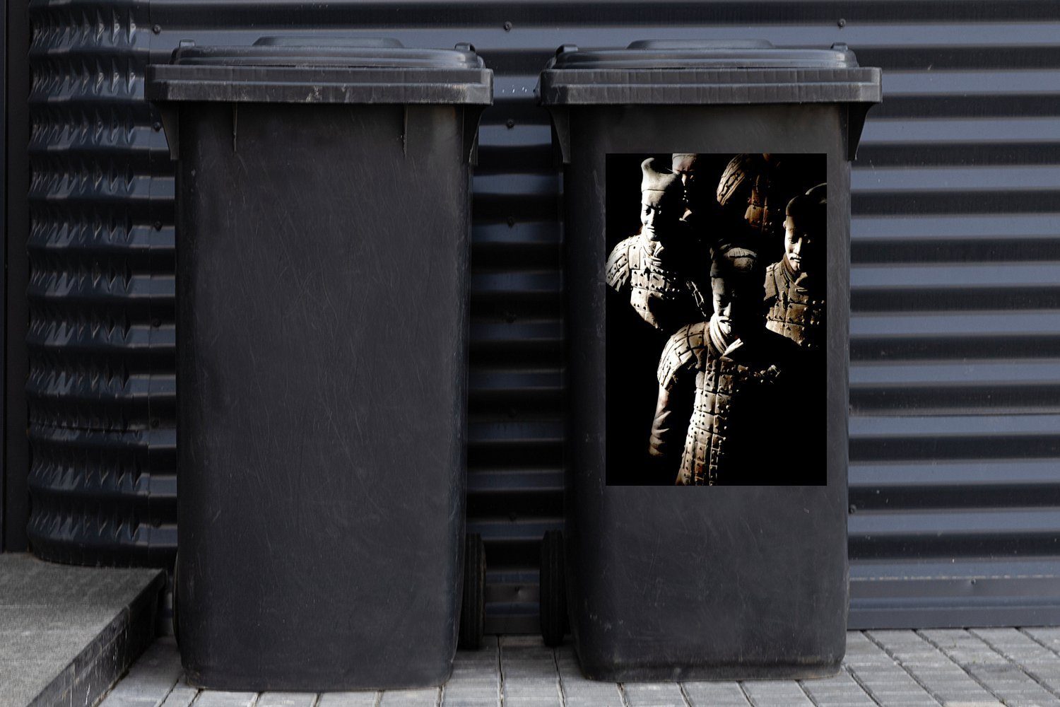 (1 Mülltonne, Terrakotta-Soldaten MuchoWow Chinesische Xian Abfalbehälter in Mülleimer-aufkleber, St), Wandsticker bei Container, Shaanxi Sticker,