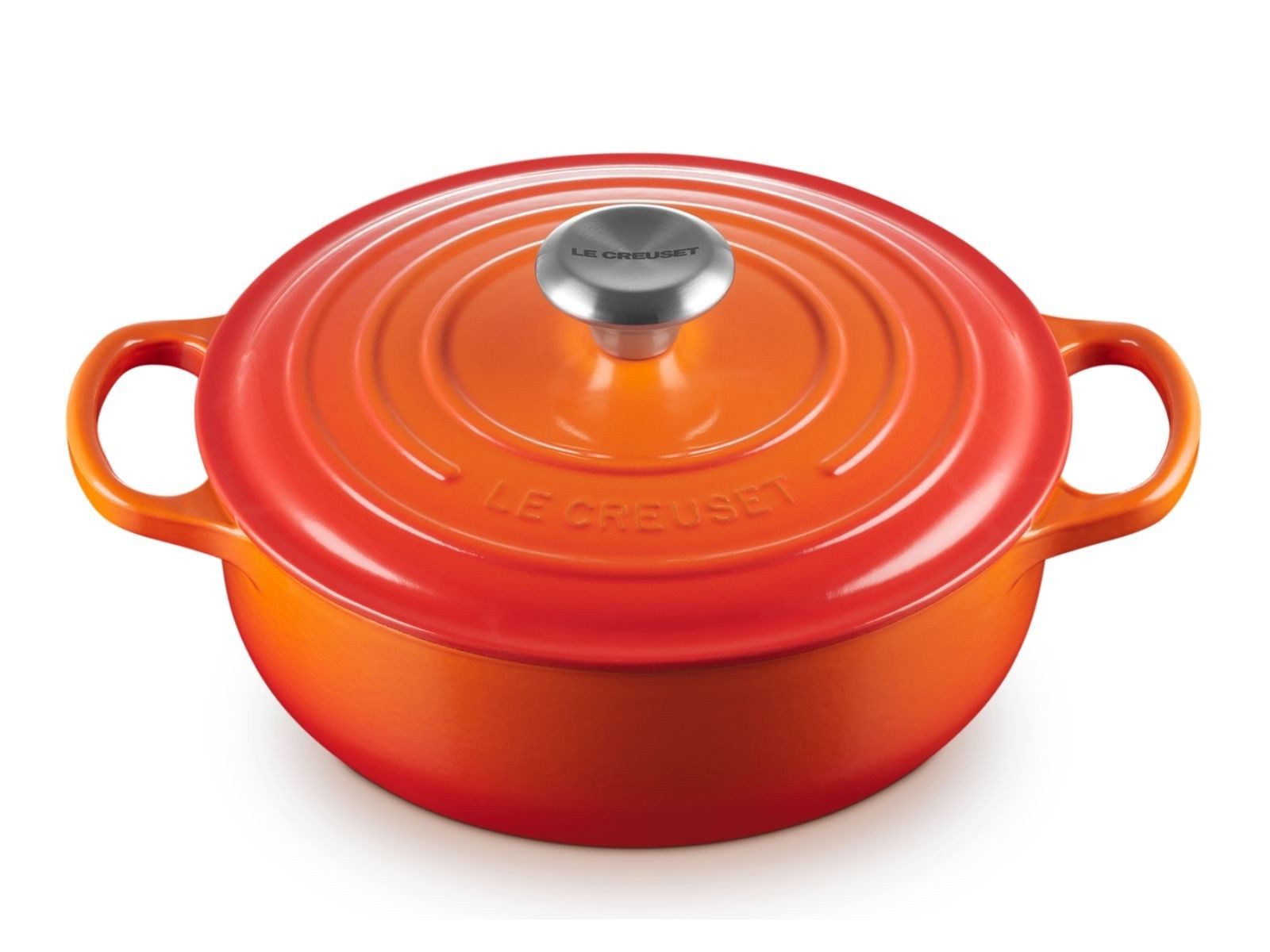 LE CREUSET Bräter Sauteuse Signature rund ofenrot 24cm, Emailliertes Gusseisen