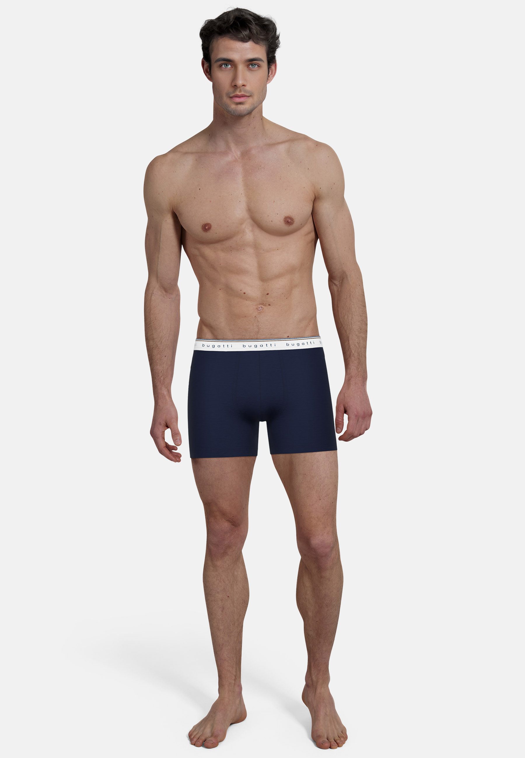bugatti Boxershorts Pisa (3er Pack) breiter Bund, mit Logo, atmungsaktiv, Baumwollmix, eng, basic