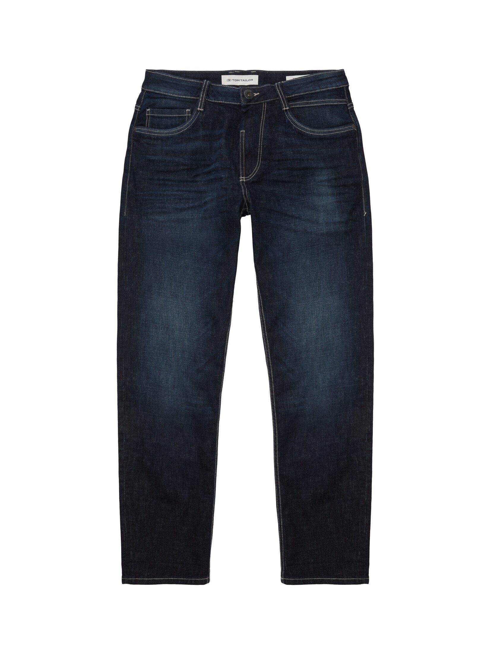 Straight-Jeans Stone Relaxed Dark Blue Used Jeans TOM TAILOR Trad Denim