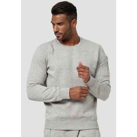 Egomaxx Sweatshirt Sweatshirt Pullover ohne Kapuze mit Armtasche 4240 in Grau