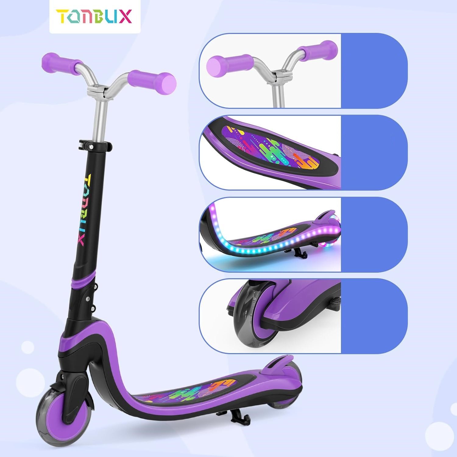TONBUX Scooter Kinderroller mit coolem beleuchteten Brett und PU-Rädern