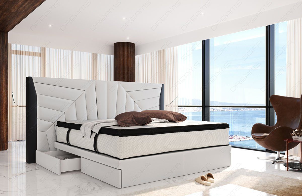 Sofa Dreams Boxspringbett Boxspringbett Monaco Leder, günstig online kaufen