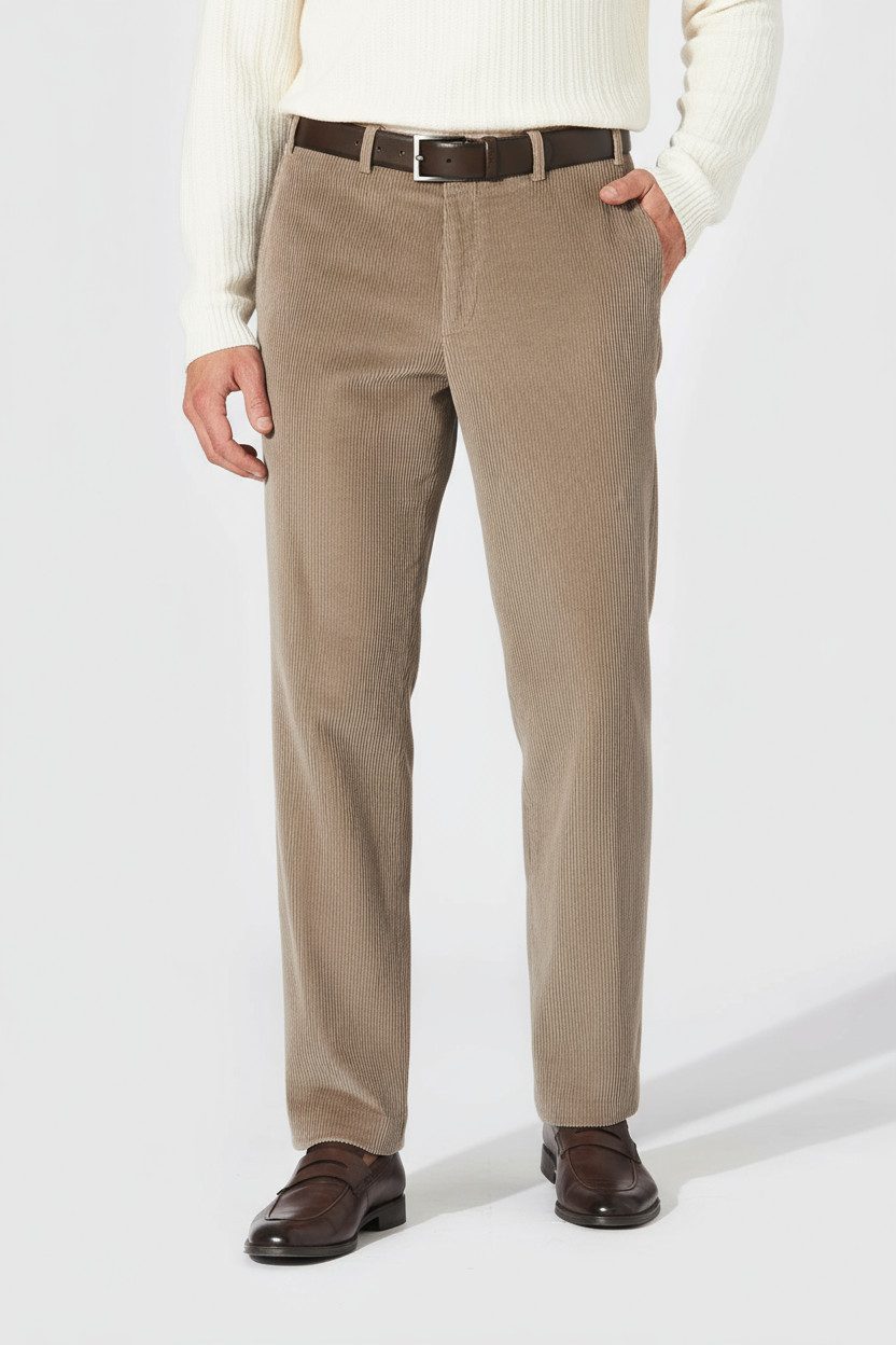Hiltl Cordhose Parma I Cordhose Herren Regular Fit Genua Cord, hellgrau, 98 Premium Cordhose, Business Casual Hose für Alltag, Büro und Freizeit