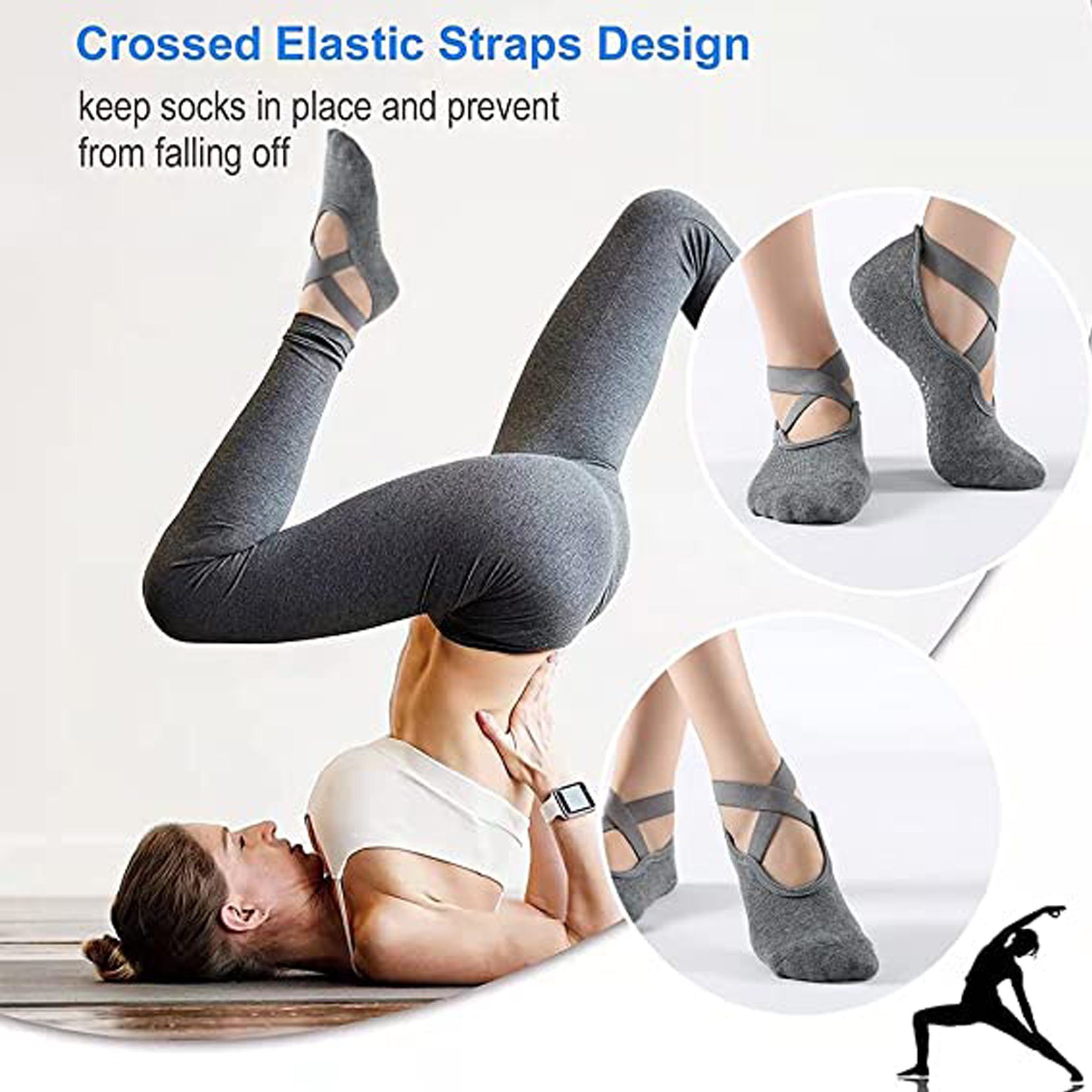 cyanblau für Damen rutschfeste Pilates GOLDEN Yoga Tanz Socken mit Ballet Sportsocken Griffen