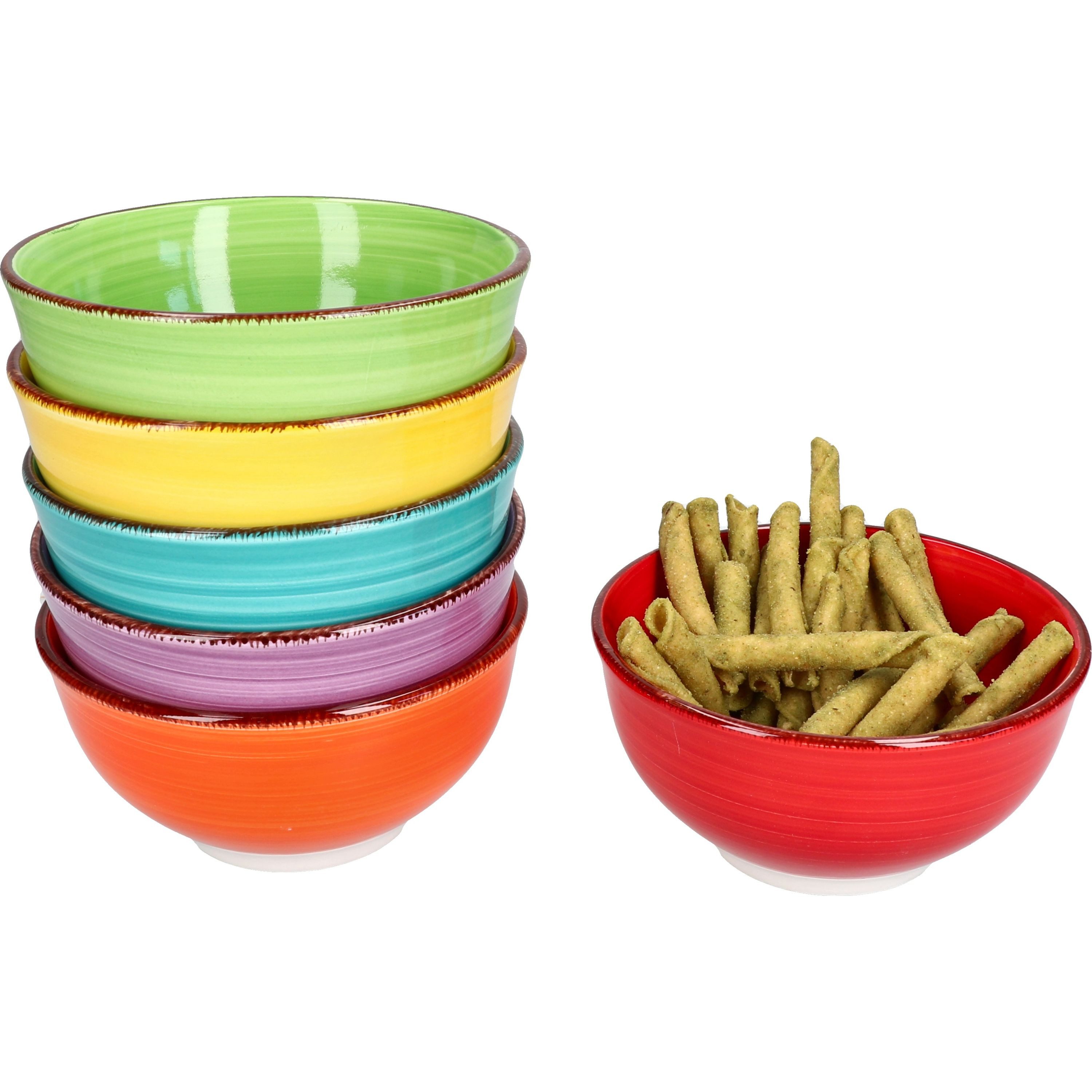 MamboCat Müslischale 6er Set Snack-/Dipschale Uni bunt 12cm - 24326734, Steingut