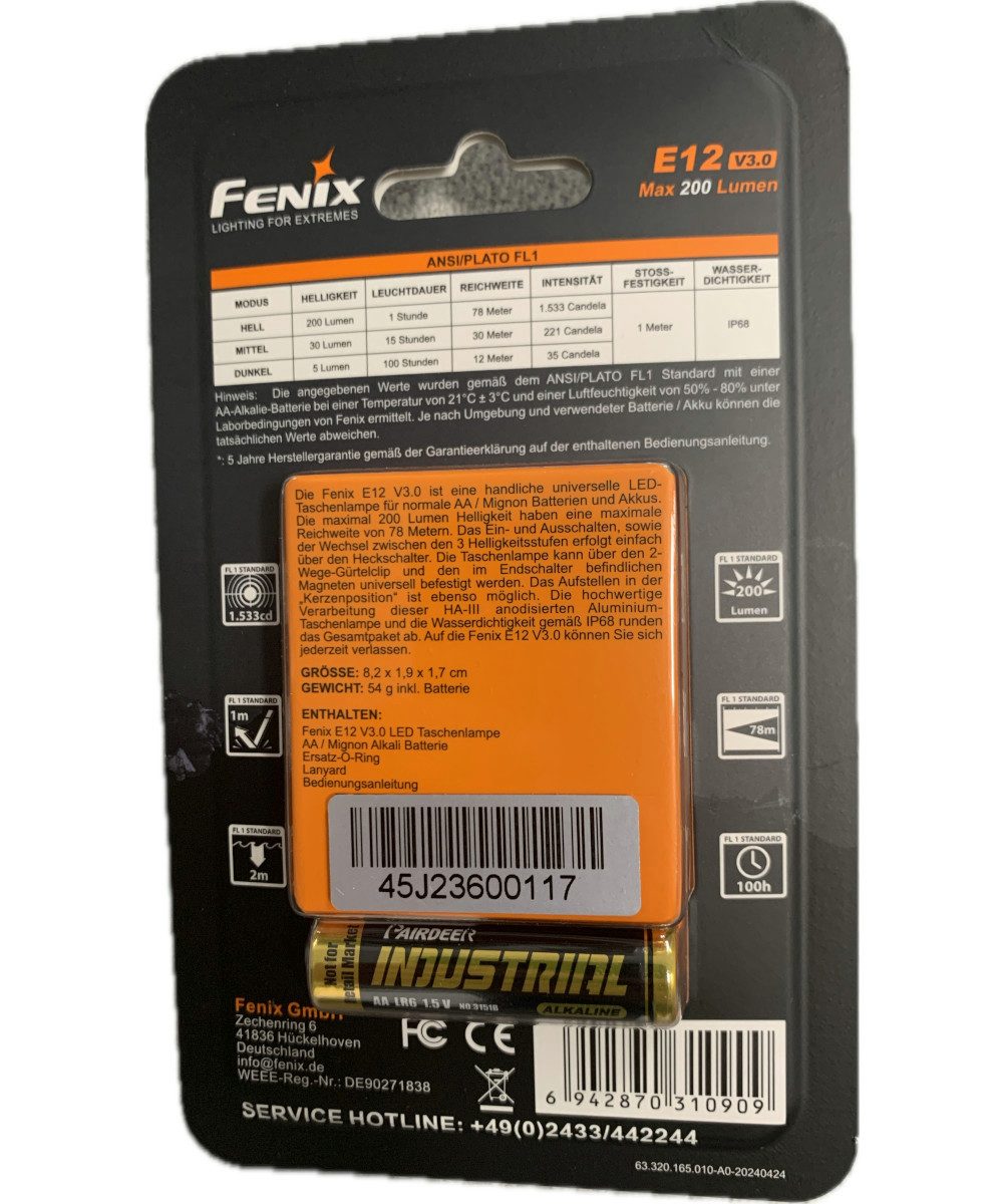 Fenix LED Taschenlampe Fenix E12 V3.0 LED Taschenlampe