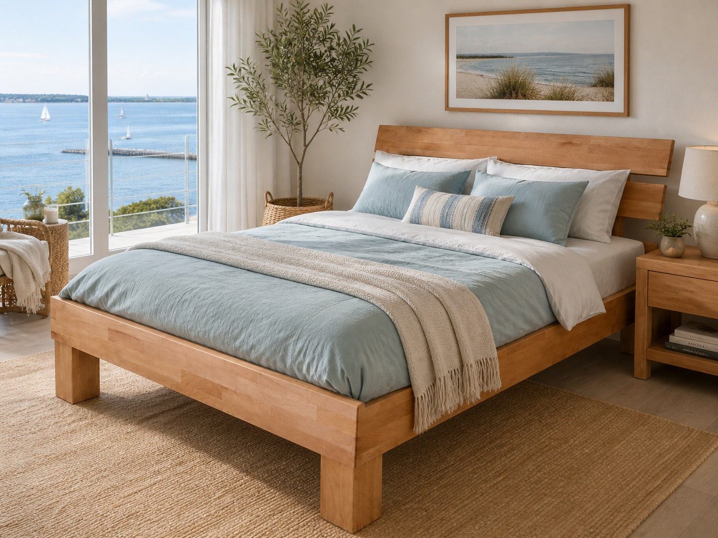 bv-vertrieb Massivholzbett Holzbett 140x200 Doppelbett Mittelholm Kernbuche massiv geölt #3956