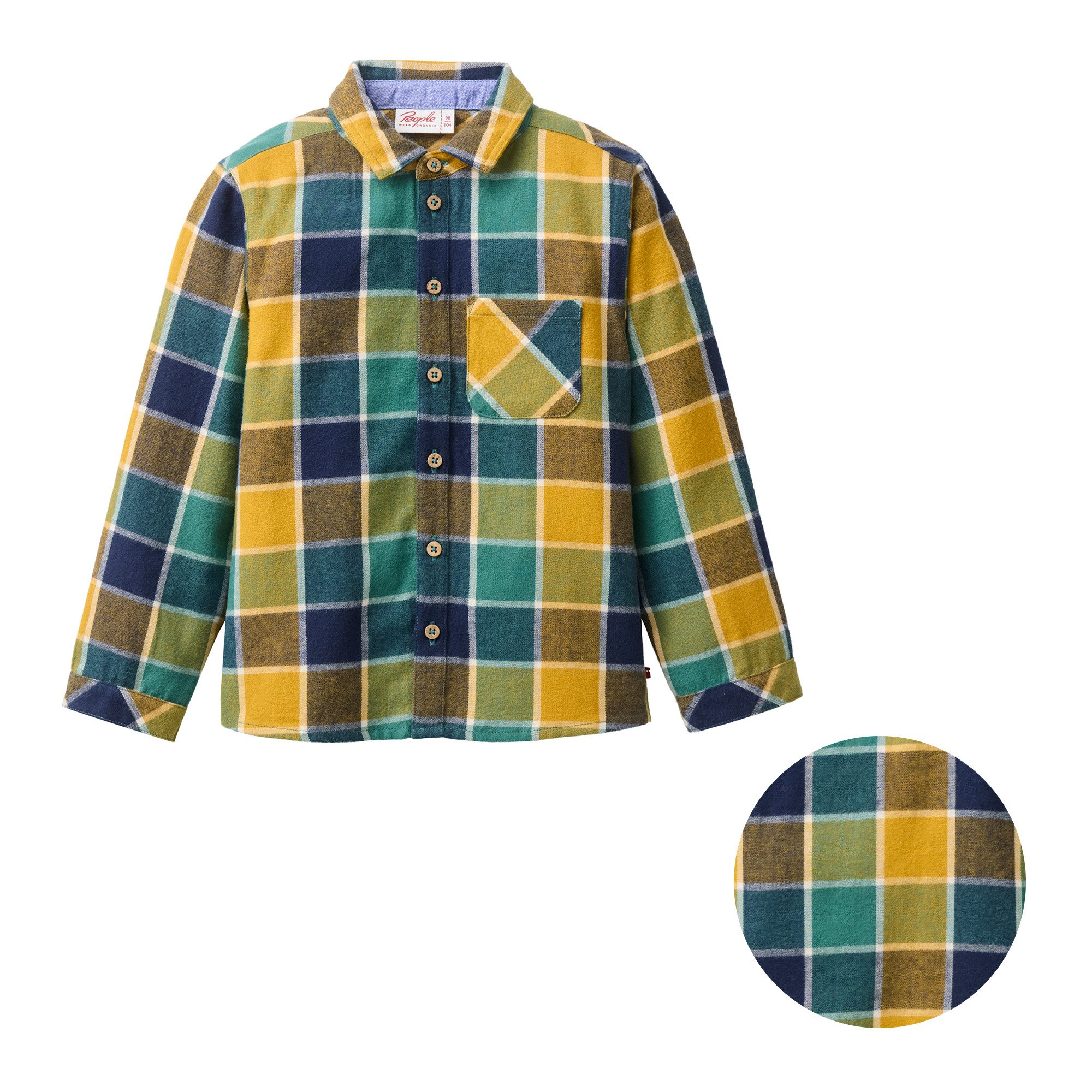 People Wear Organic Flanellhemd, bunt kariert, aus Bio-Baumwolle