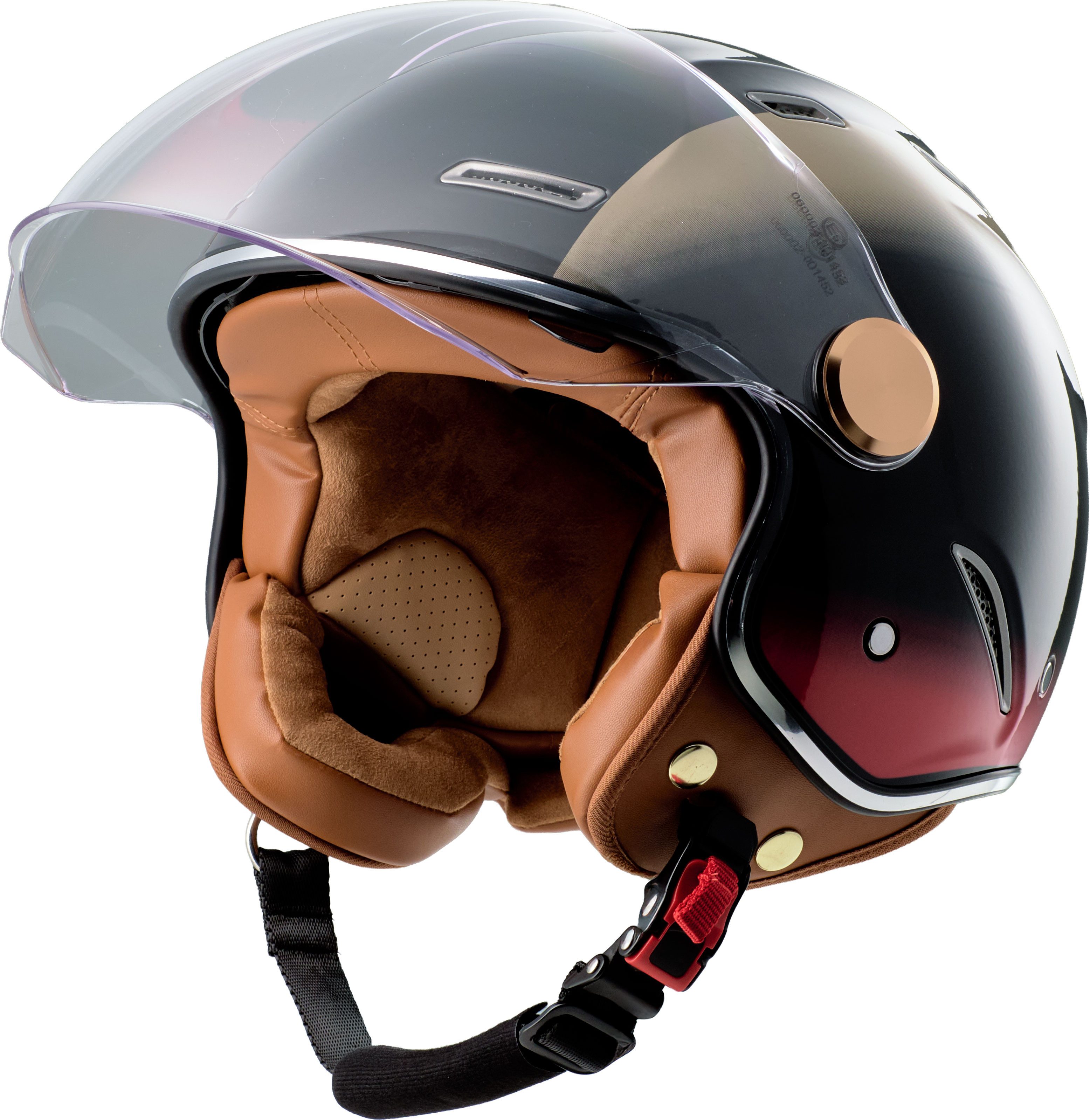 Burnout Motorradhelm Jethelm Retro Look, Sonnenvisier Klarsichtvisier, ECE 22.16