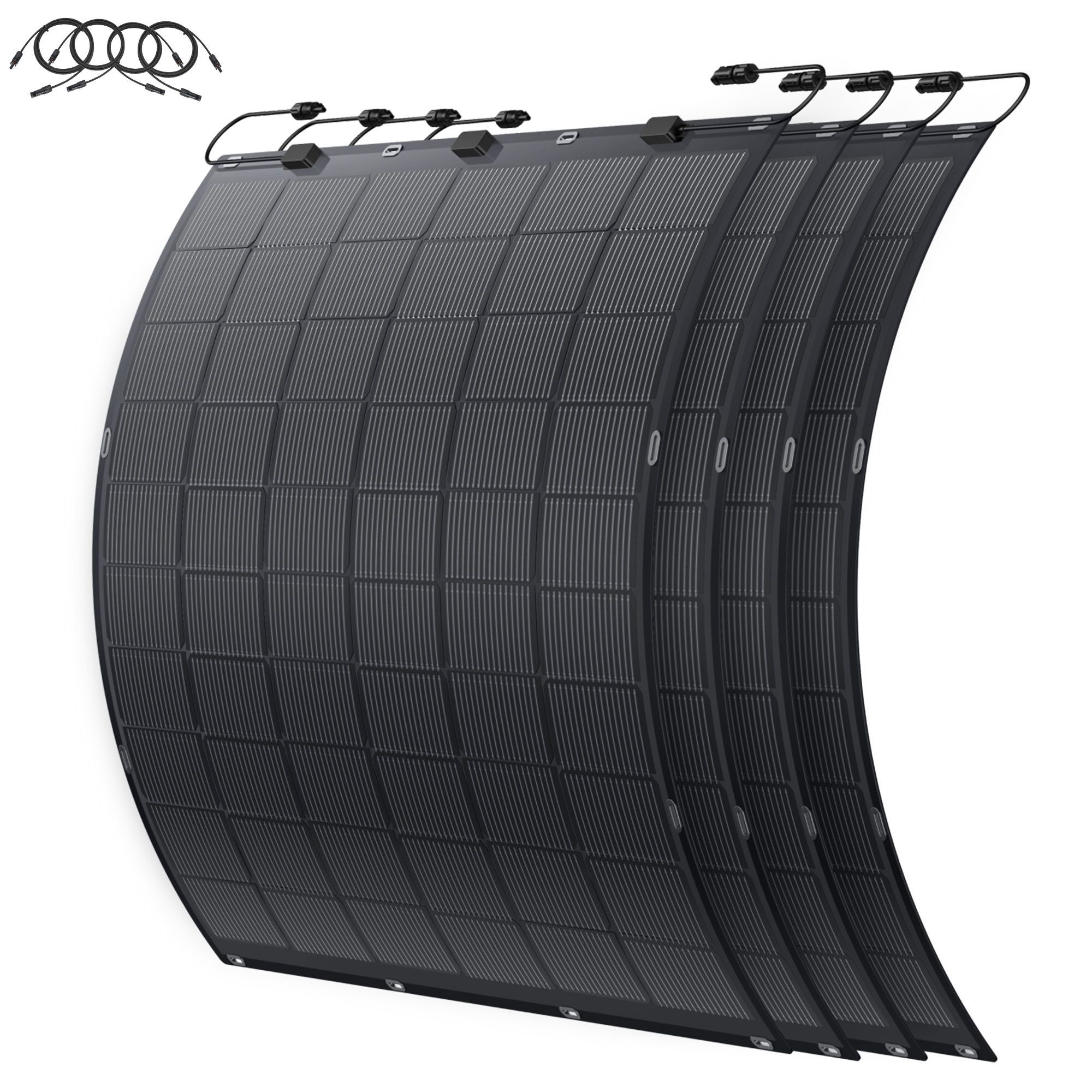 SolarMars Solarmodul Flexibles Solarpanel (225W, 2er-Pack/4er-Pack), (für Balkon Dach Wand und Wohnmobil), IP68 Wasserdicht Photovoltaik 213°Biegung