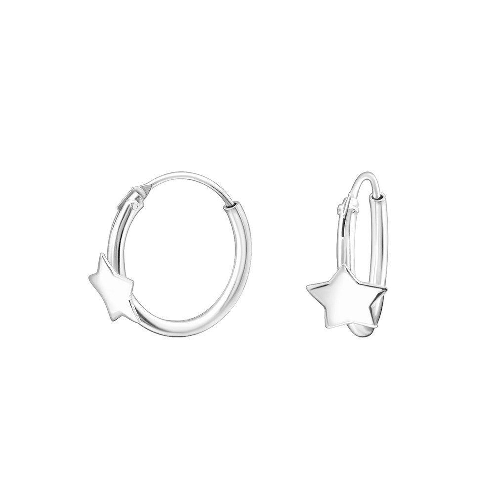 Order & Smile Schmuck Paar Creolen Kinder Ohrringe: Creolen Silber mit Stern