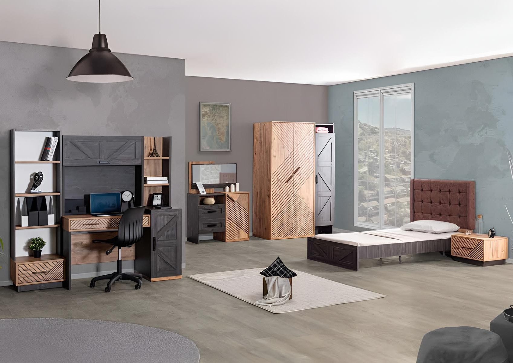 Xlmoebel Jugendzimmer-Set Elegantes Schlafzimmer Set mit Bett und Kleiderschrank, (6-tlg), Made in Europa