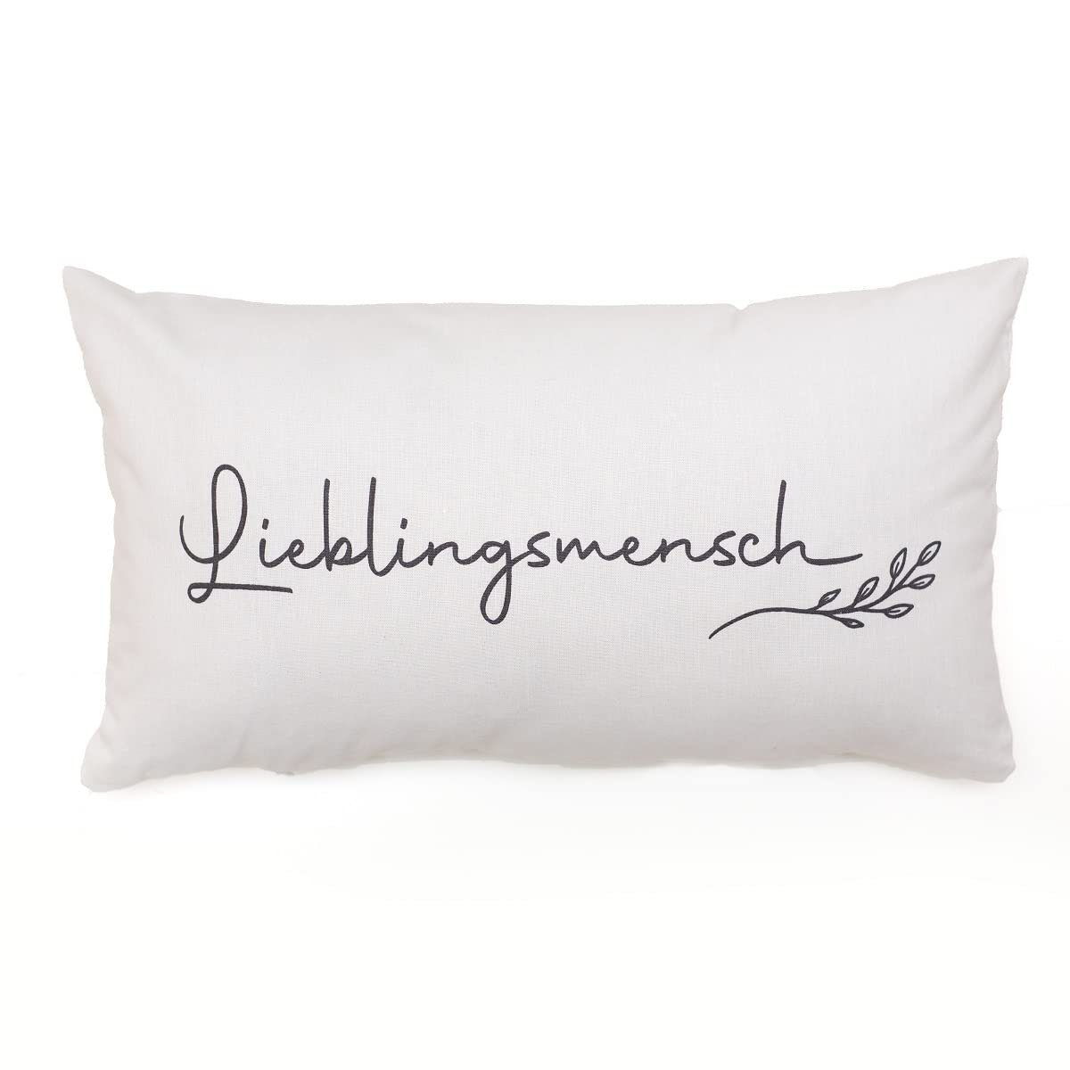 Bada Bing Dekokissen Kissen Lieblingsmensch Sofakissen Zierkissen 30 x 50 cm, Kissen Weiss mit Füllung