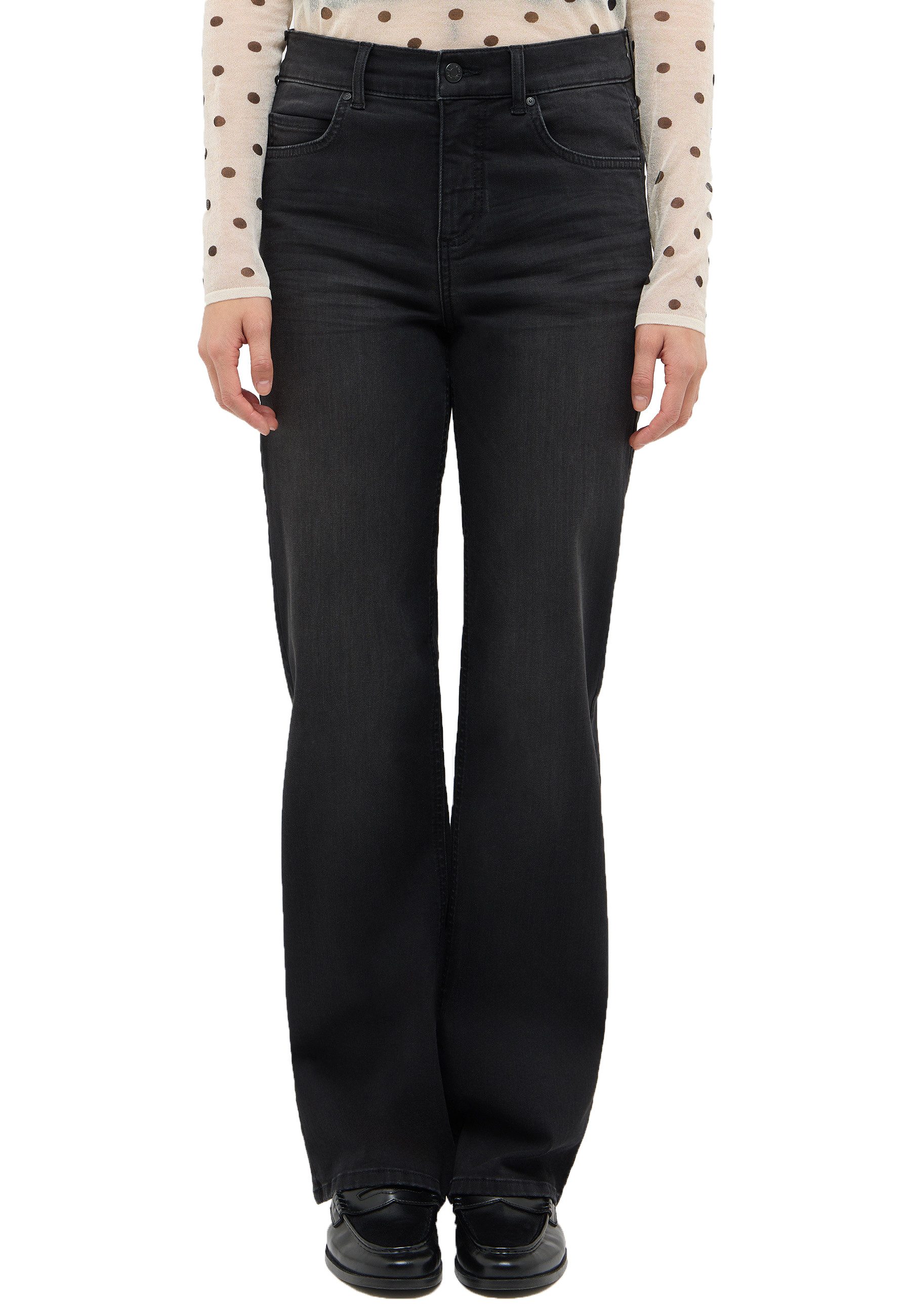 ANGELS Straight-Jeans Angels Damen Jeans Lara, Straight fit, black used (1-tlg)